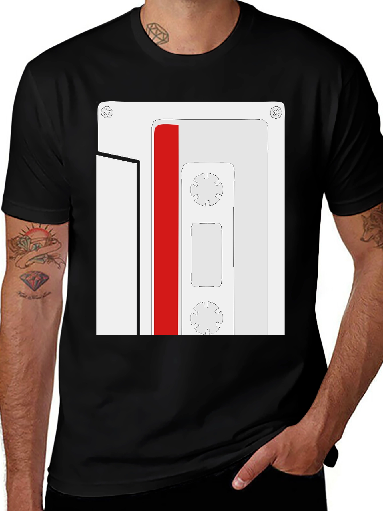 Retro Cassette Tape Graphic Tee - Black