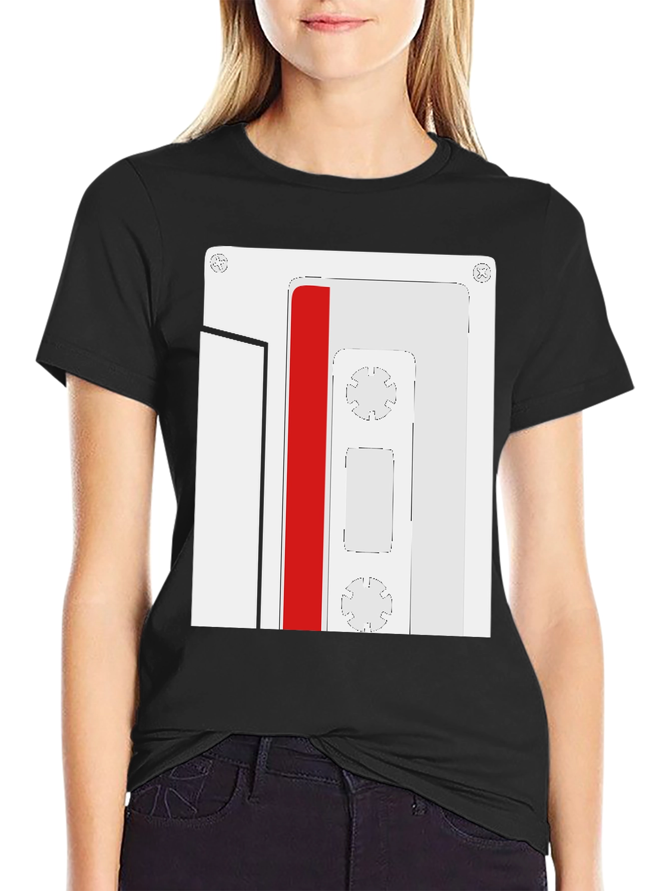 Retro Cassette Tape Graphic Tee - Black