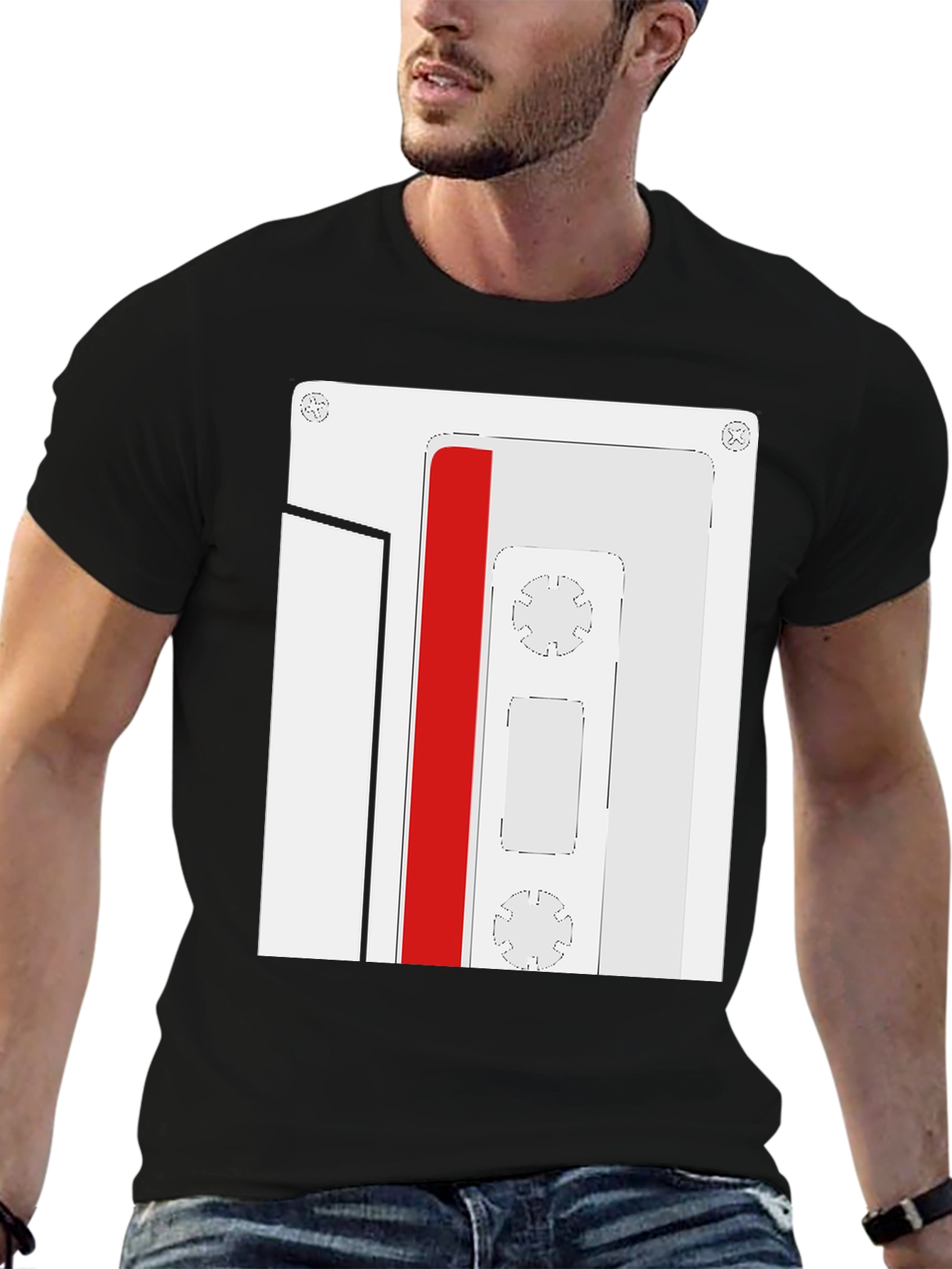Retro Cassette Tape Graphic Tee - Black