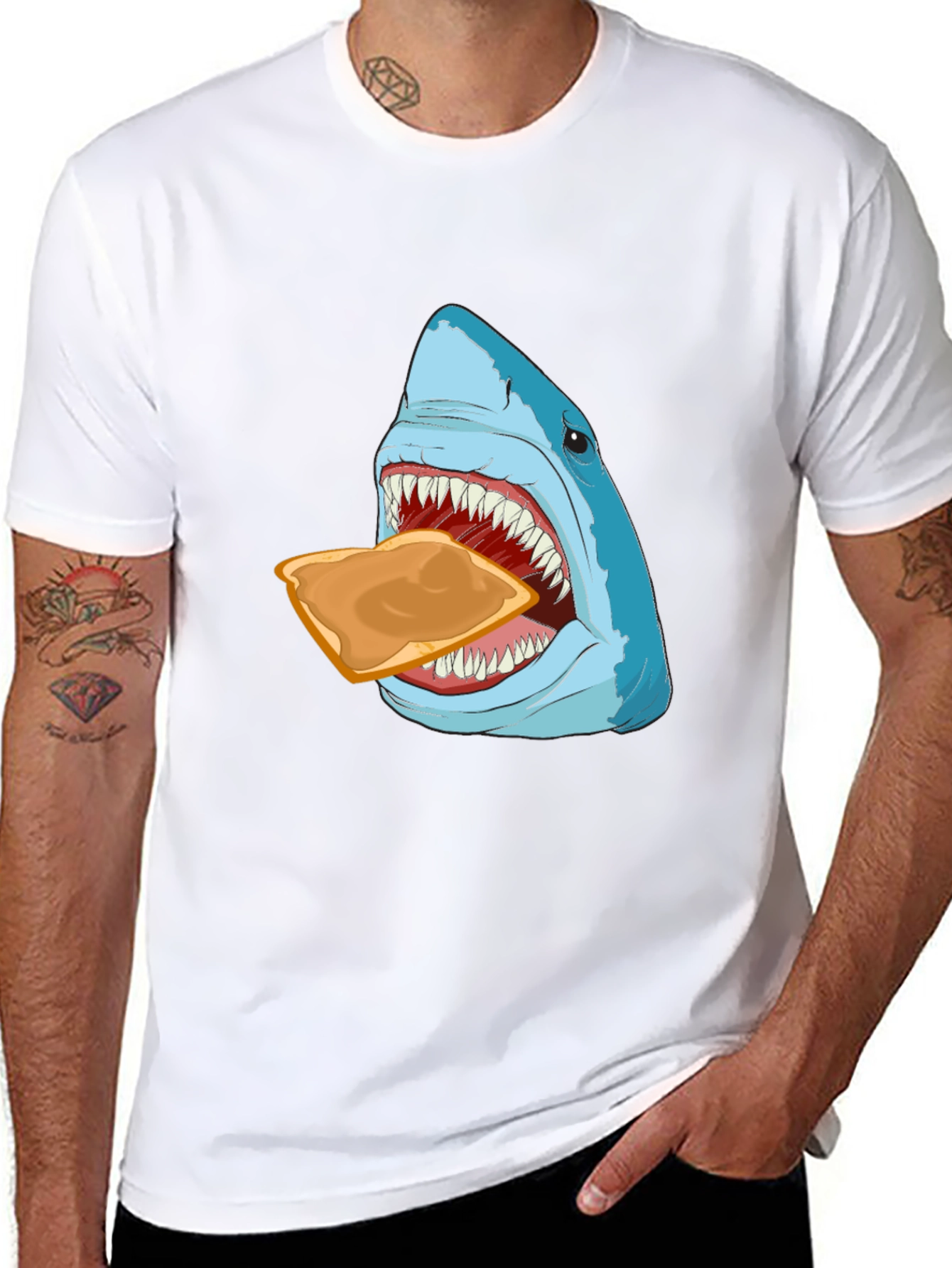 Shark Eating Toast Graphic Tee