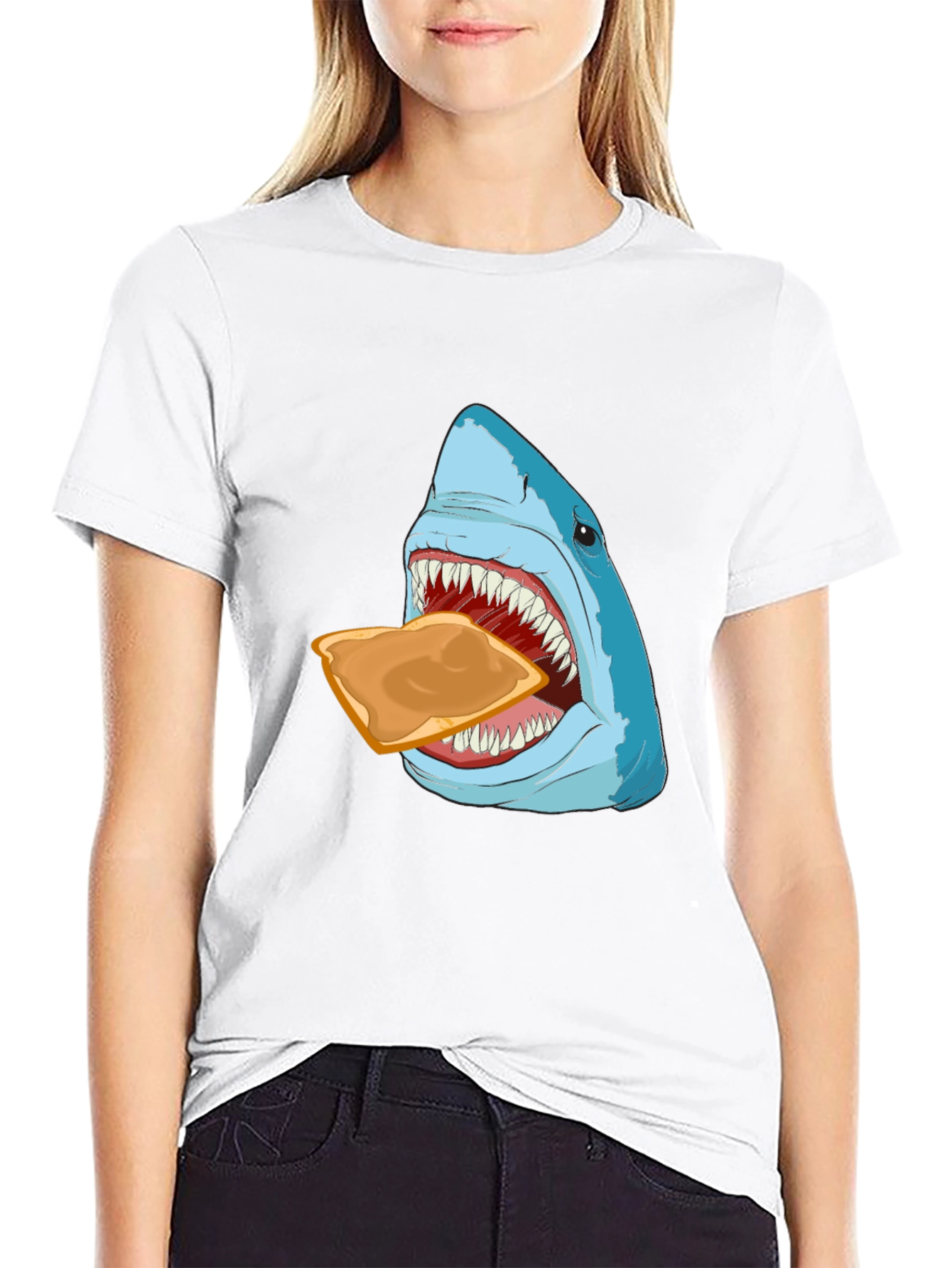 Shark Eating Toast Graphic Tee