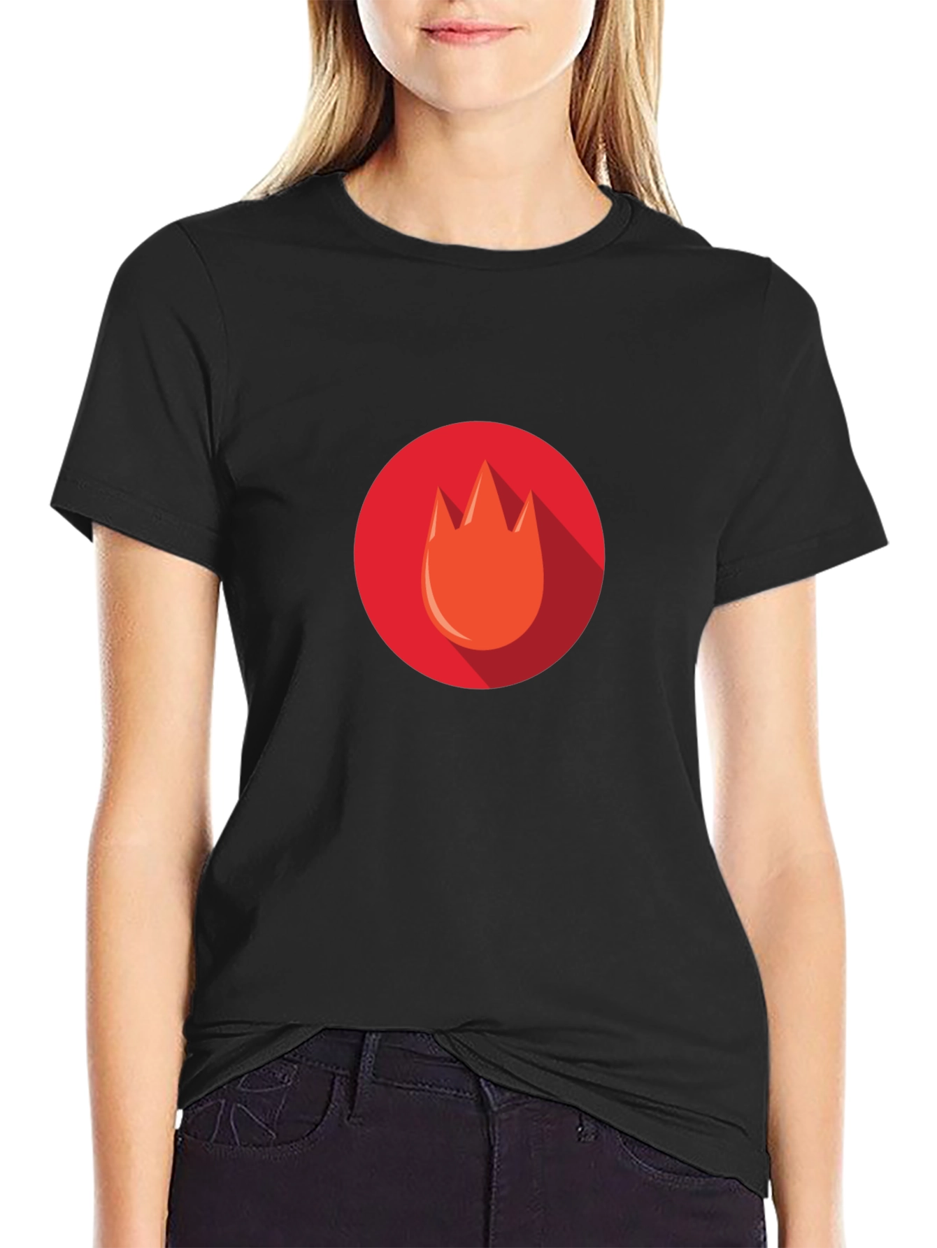 Flame Icon Tee - Modern Graphic Print T-Shirt