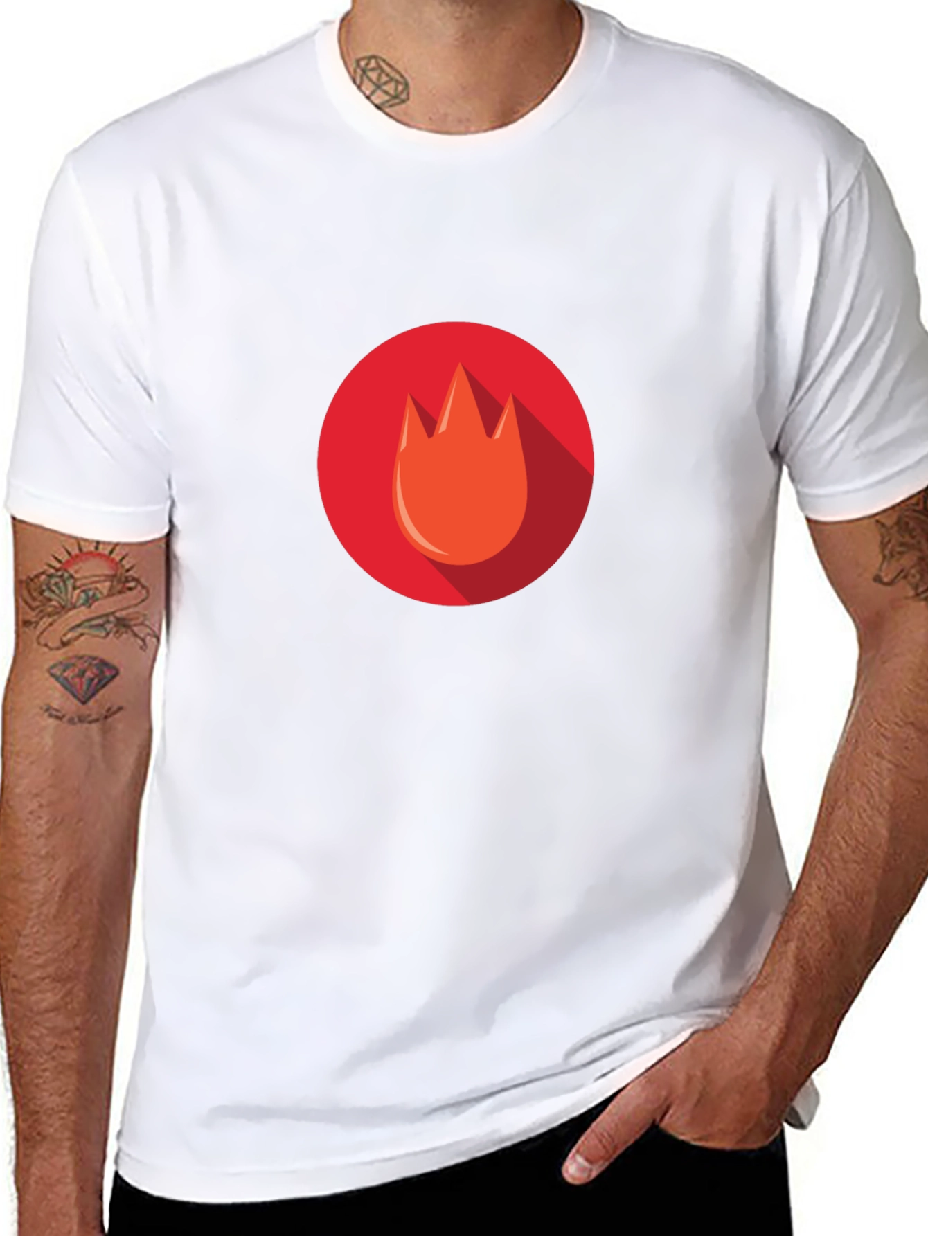 Flame Icon Tee - Modern Graphic Print T-Shirt