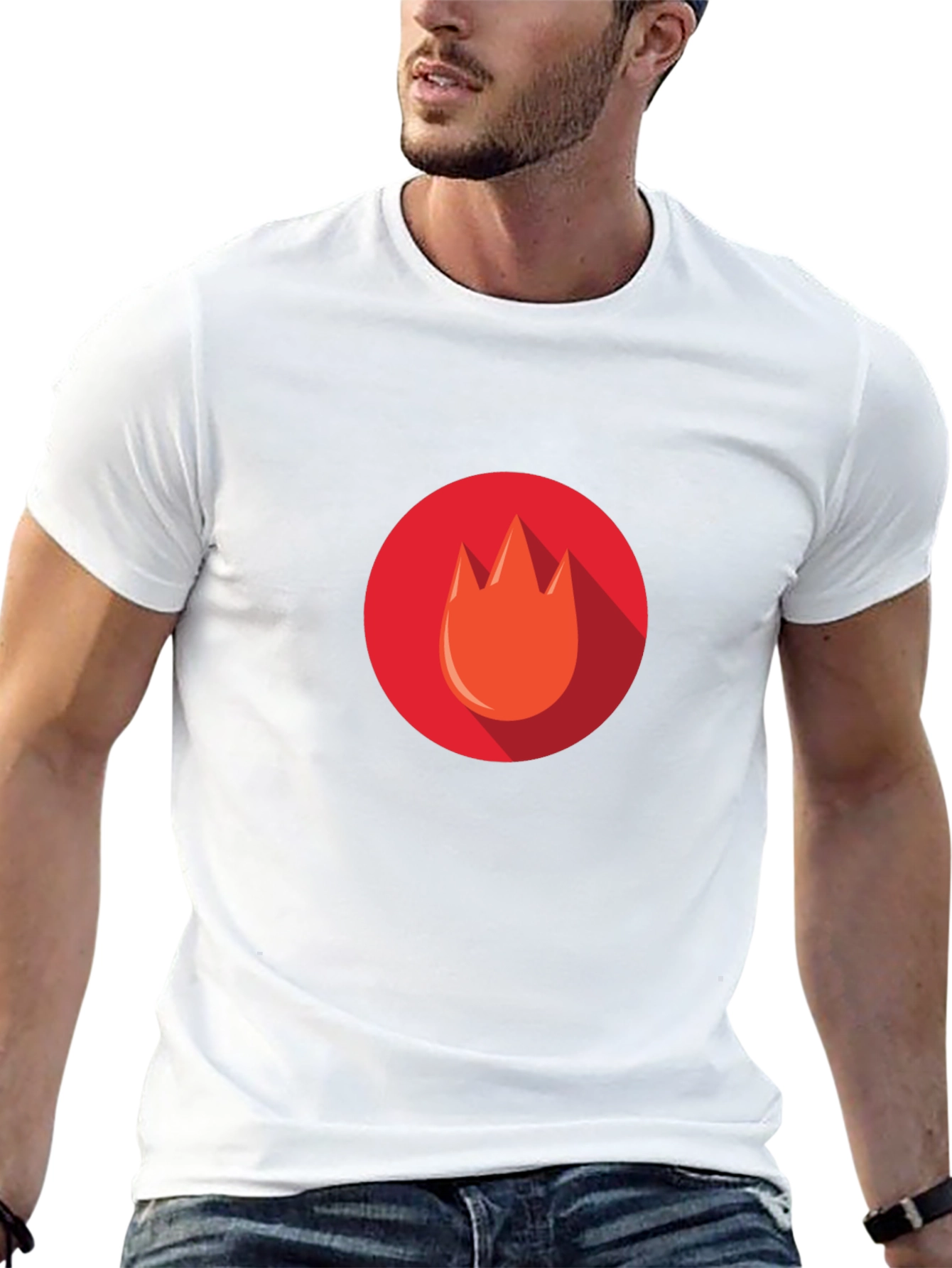 Flame Icon Tee - Modern Graphic Print T-Shirt