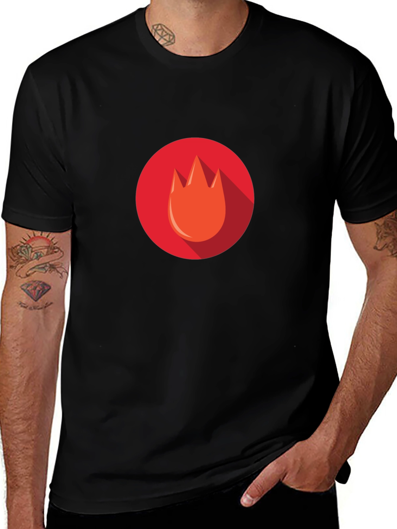 Flame Icon Tee - Modern Graphic Print T-Shirt