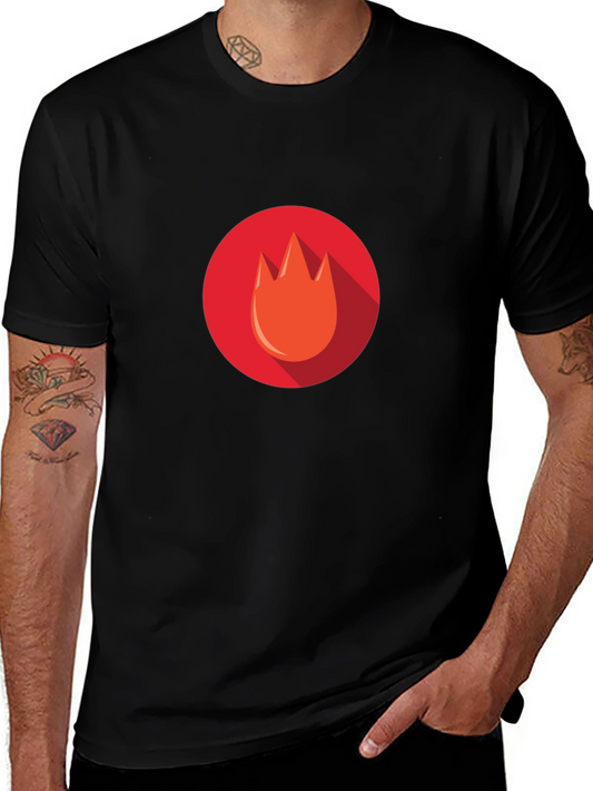 Flame Icon Tee - Modern Graphic Print T-Shirt