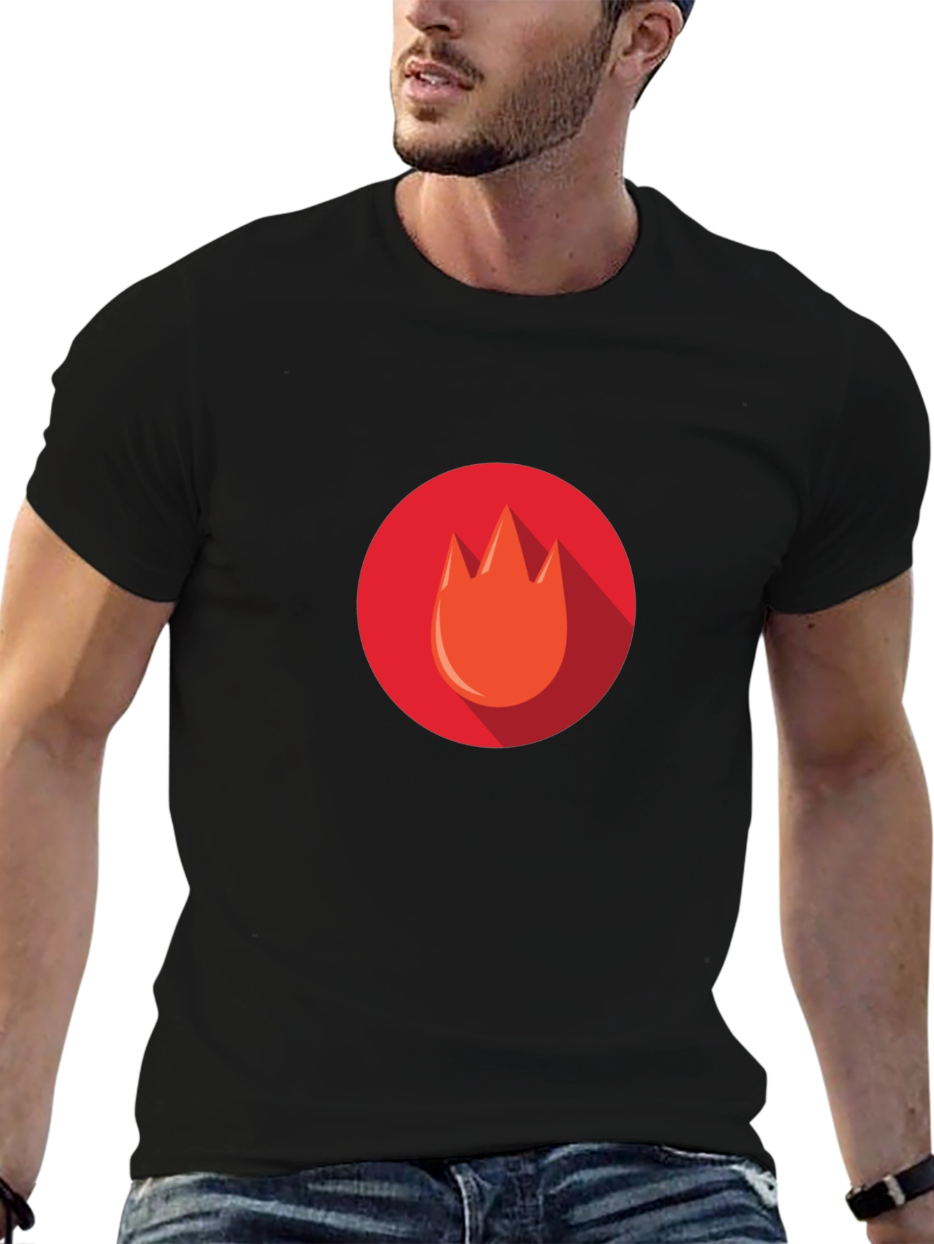 Flame Icon Tee - Modern Graphic Print T-Shirt