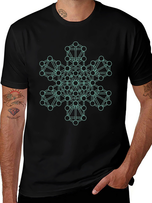 Geometric Snowflake Graphic Tee - Stylish Black T-Shirt