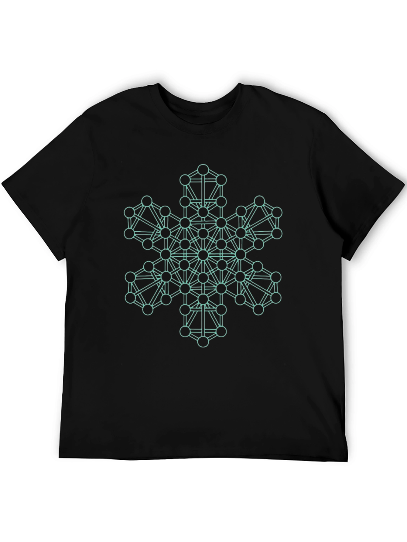 Geometric Snowflake Graphic Tee - Stylish Black T-Shirt