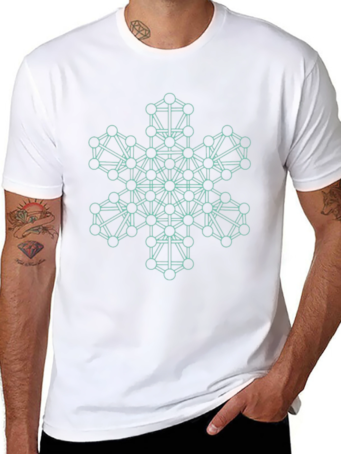 Geometric Snowflake Graphic Tee - Stylish Black T-Shirt