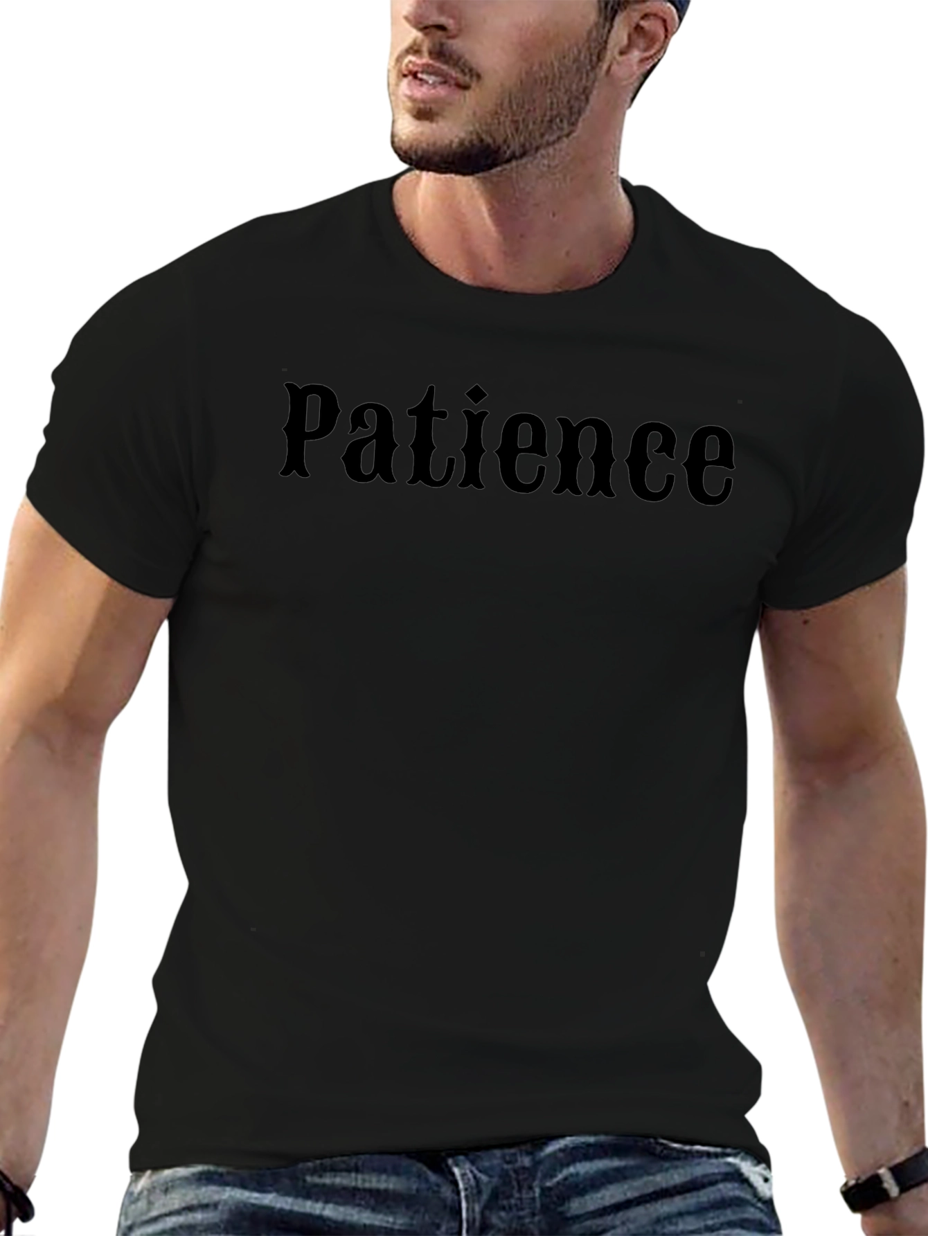 Patience Graphic Tee - Soft Cotton Black Shirt