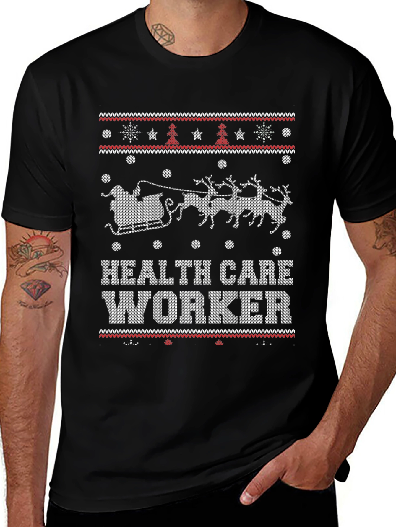 Health Care Worker Ugly Christmas Sweater T-Shirt