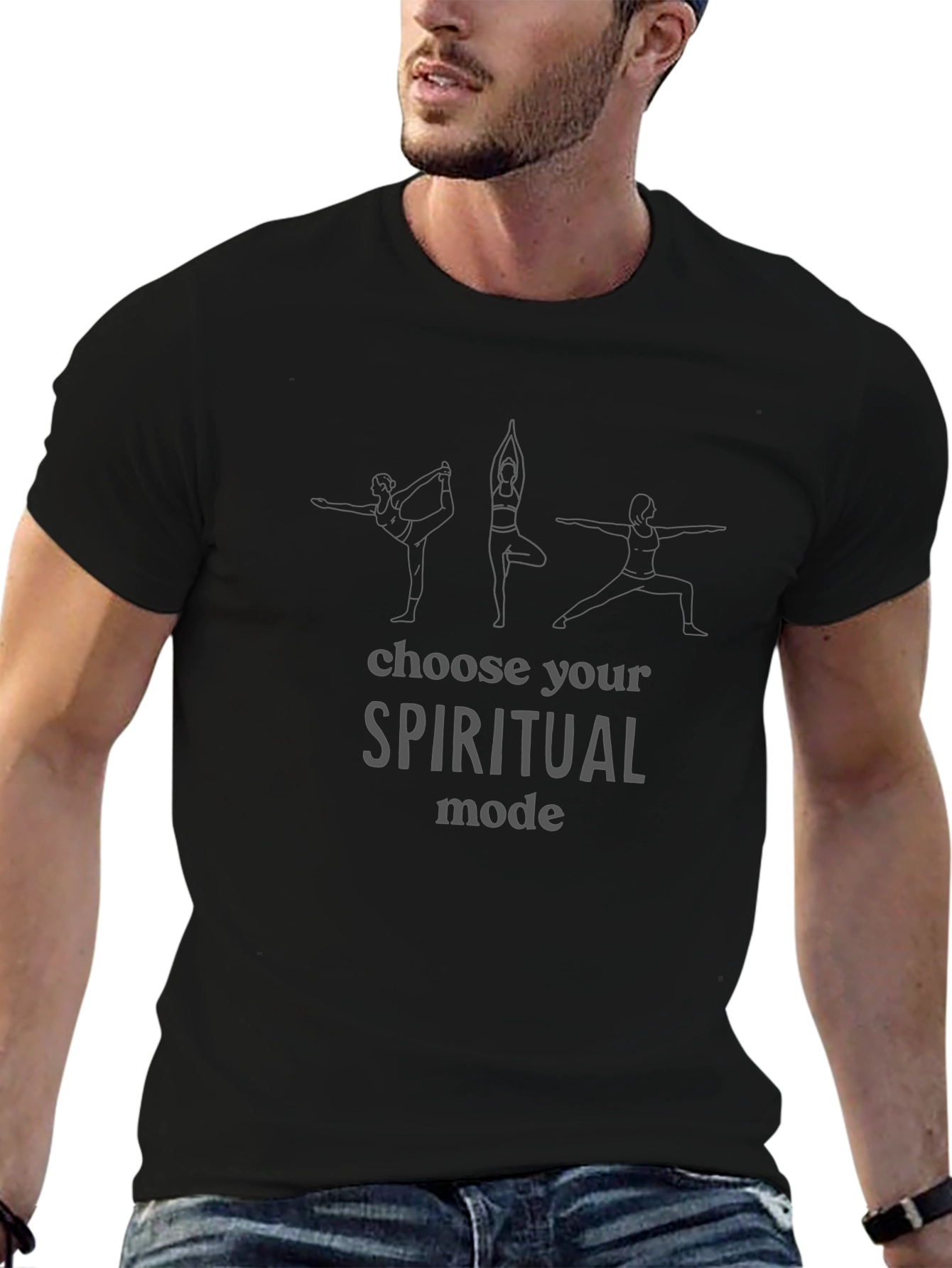 Spiritual Mode Yoga Graphic Black Tee