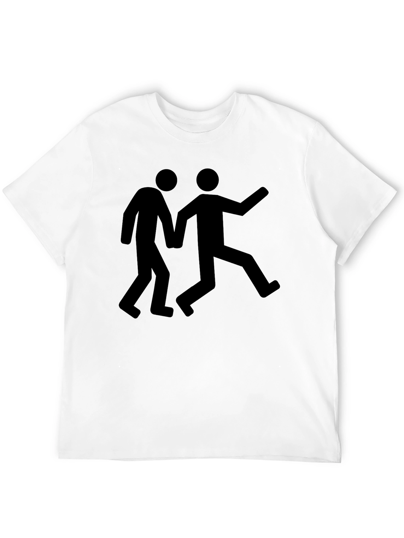 Mens Black Graphic Tee: Stick Figure Escape