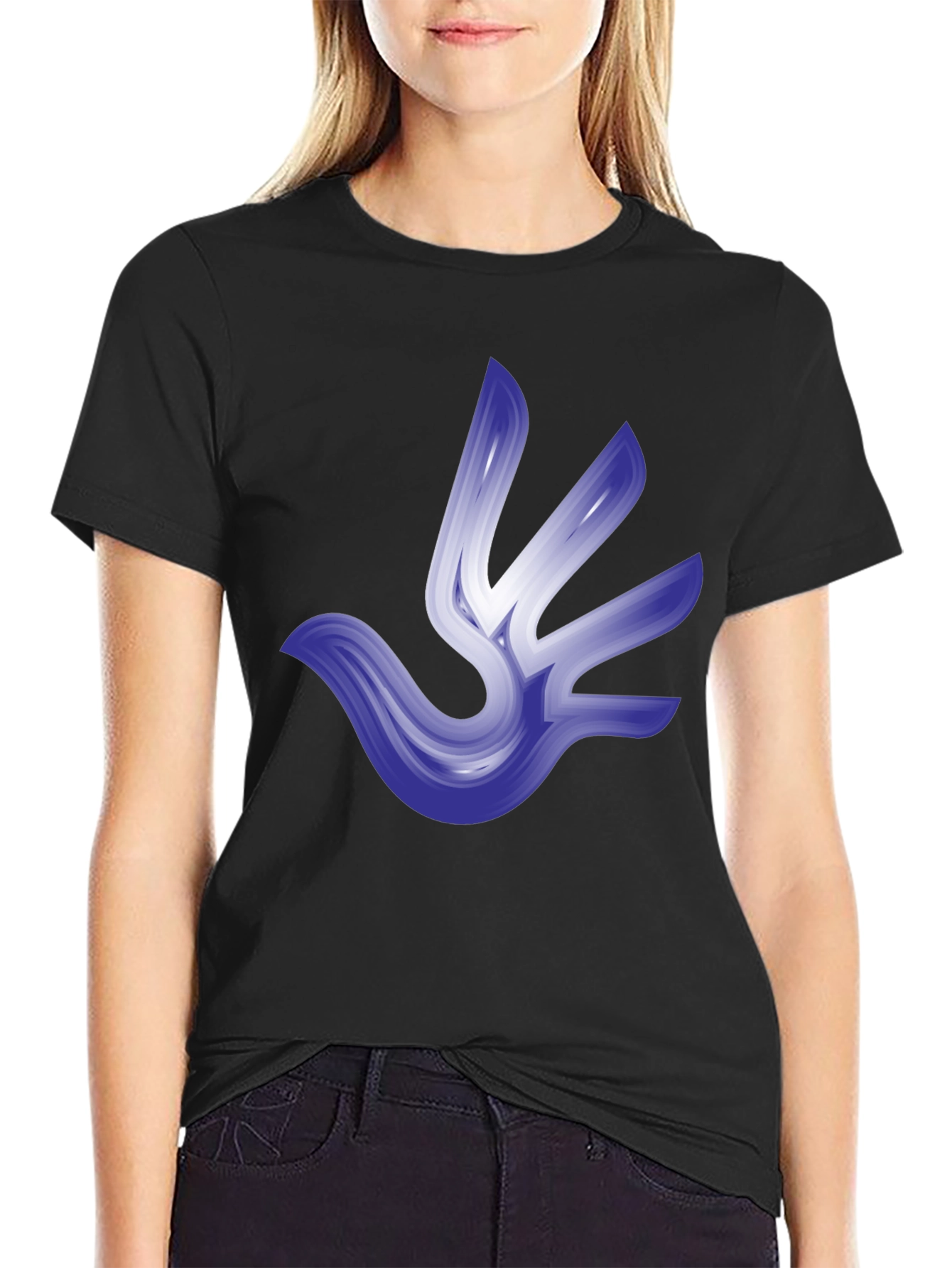 Abstract Bird Graphic T-Shirt - Stylish Black Tee