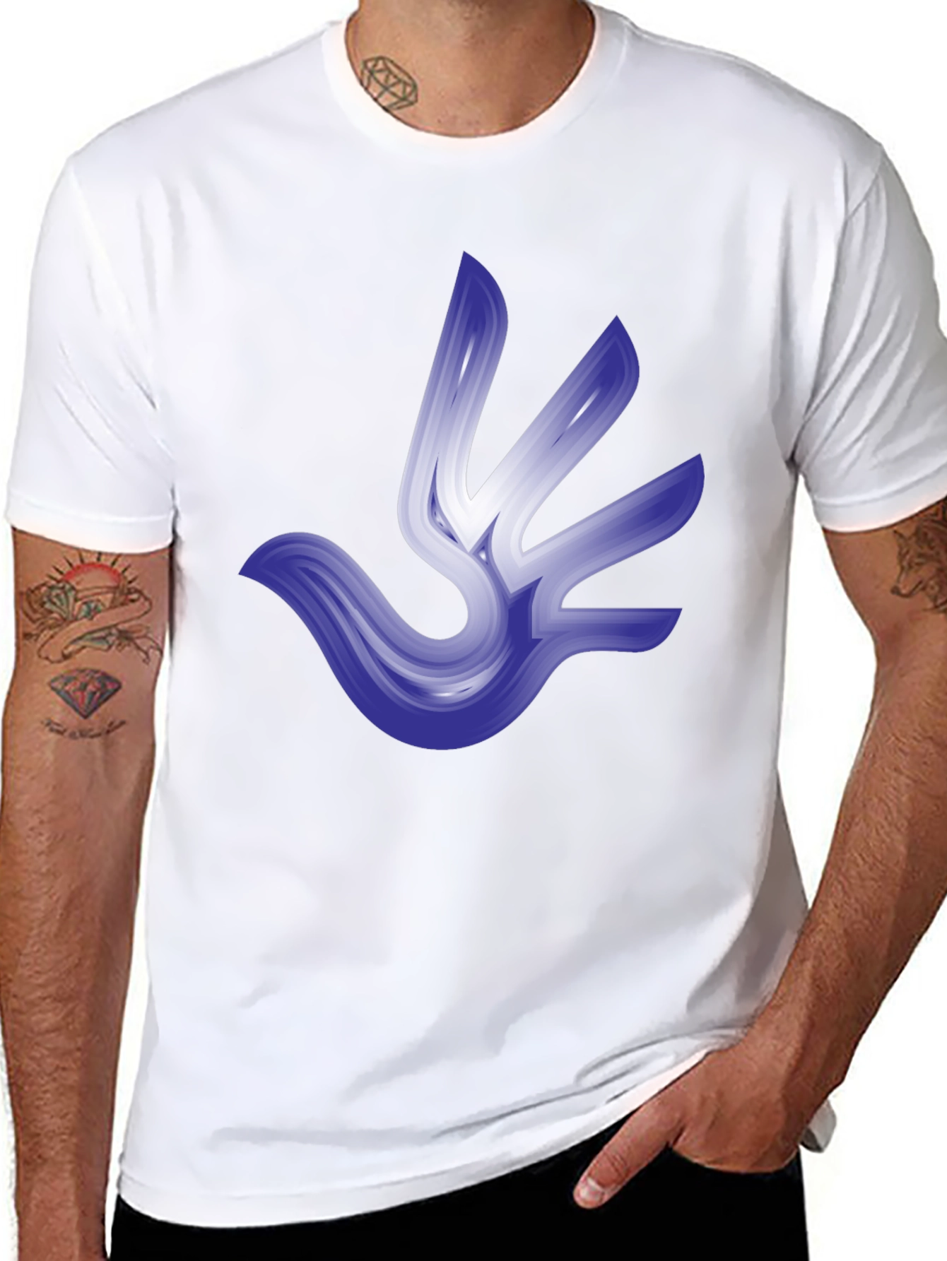 Abstract Bird Graphic T-Shirt - Stylish Black Tee