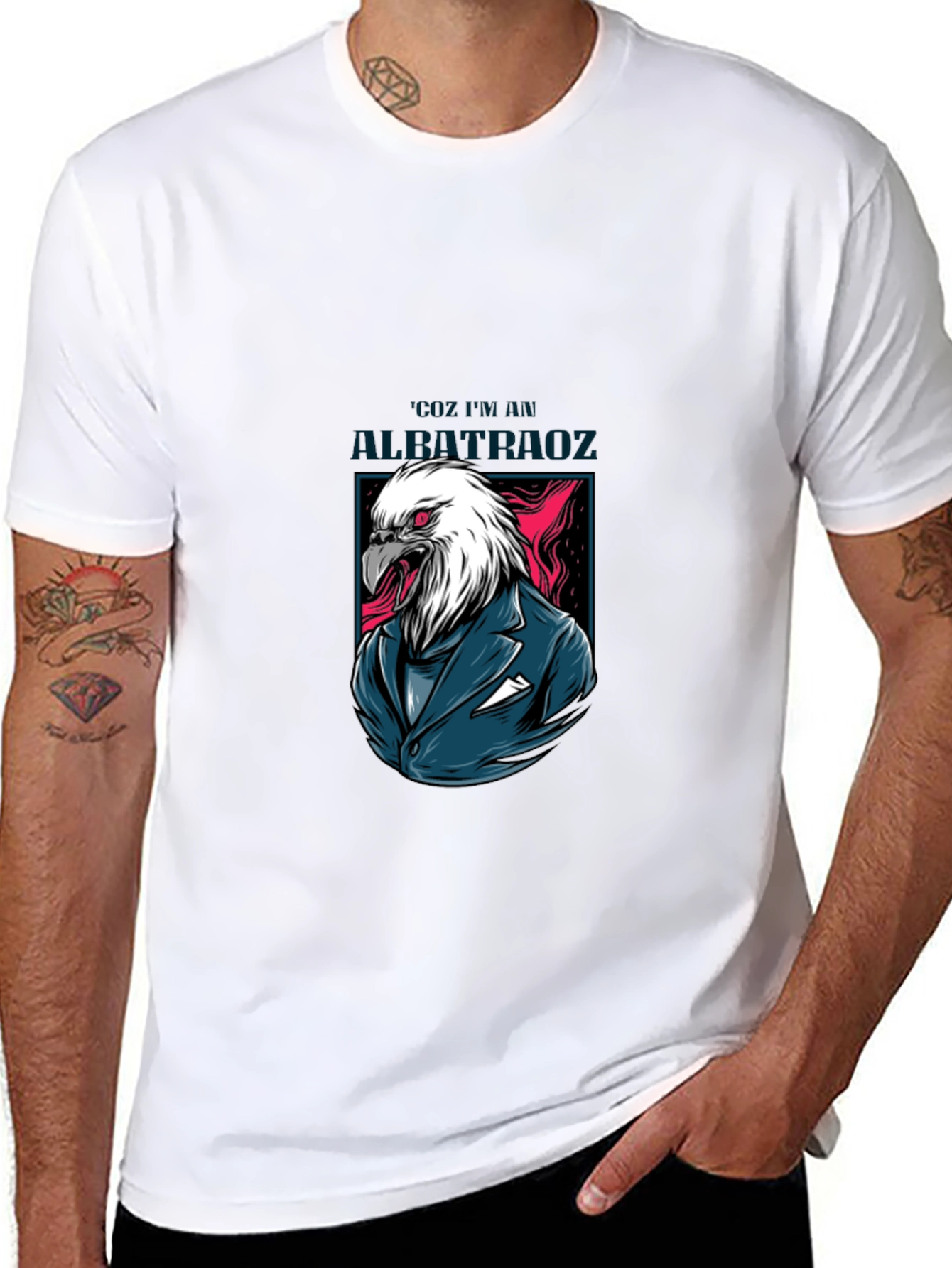 Eagle Suit Graphic Print Tee - Cool Menswear