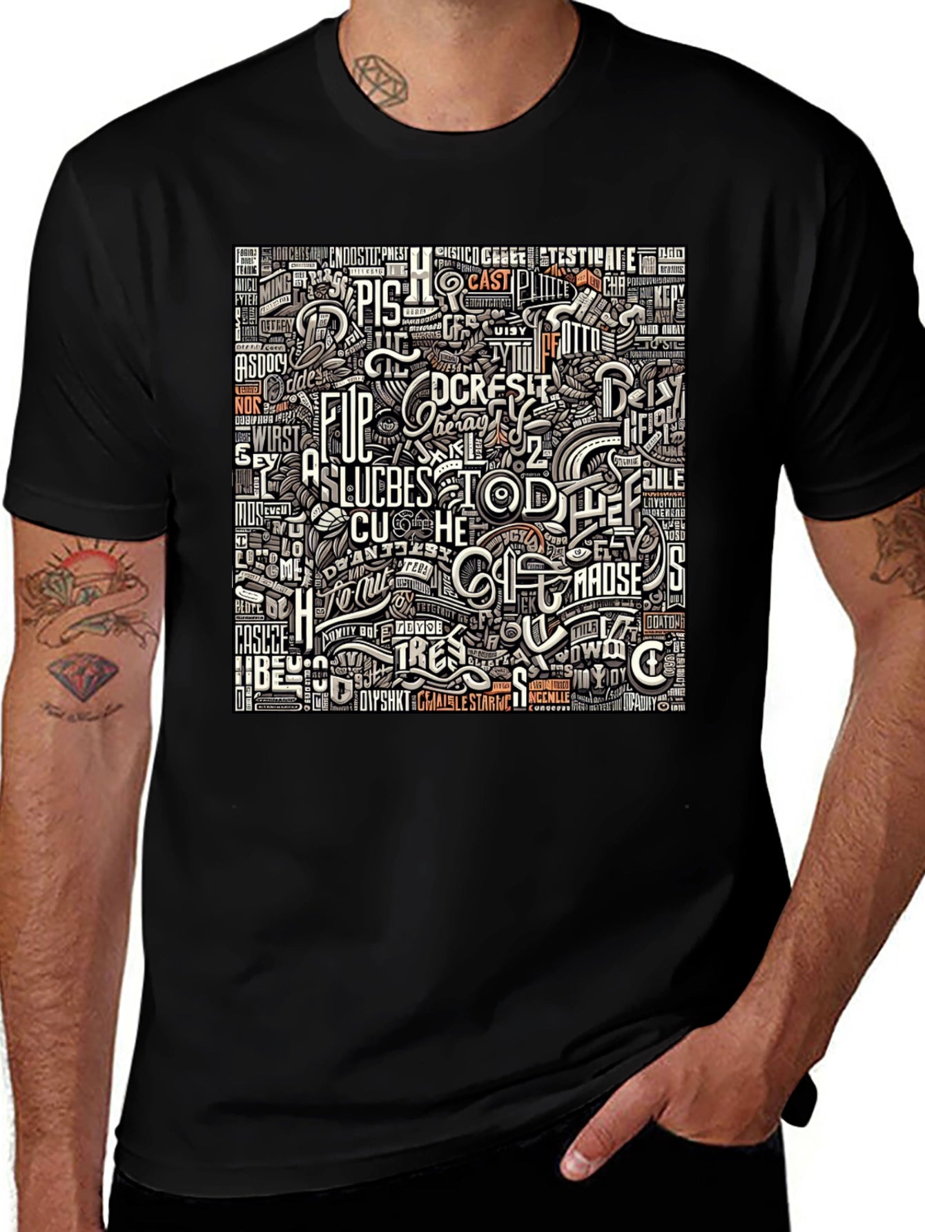 Abstract Typography Graphic Print T-Shirt