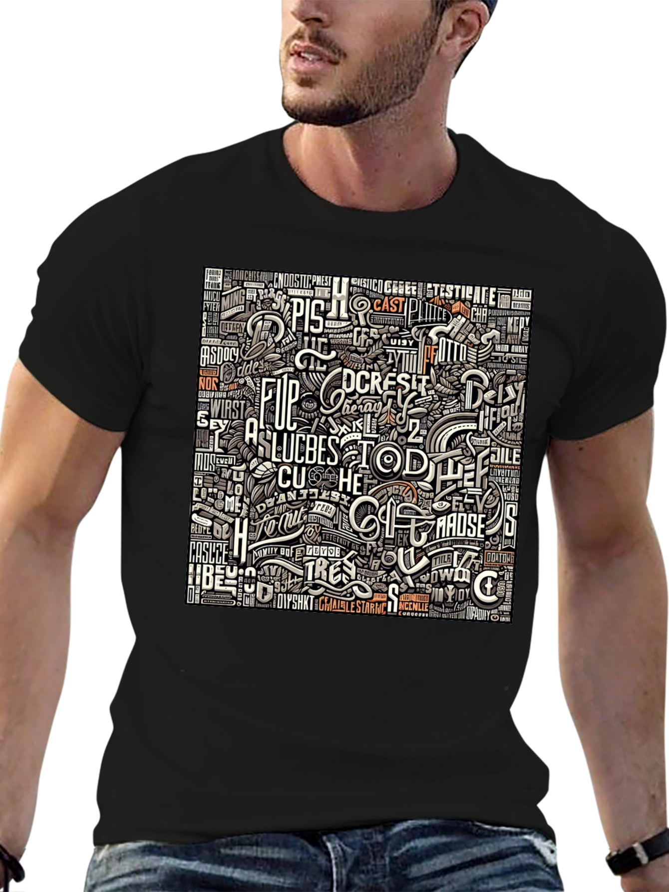 Abstract Typography Graphic Print T-Shirt