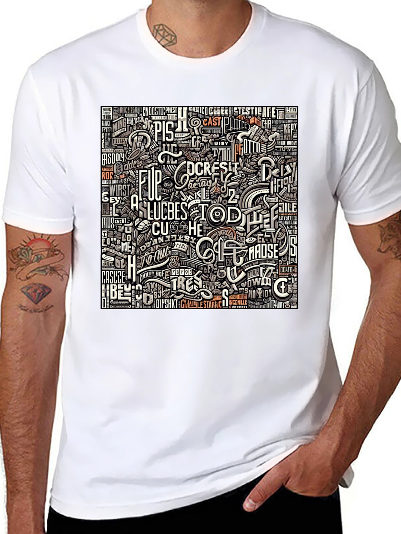 Abstract Typography Graphic Print T-Shirt