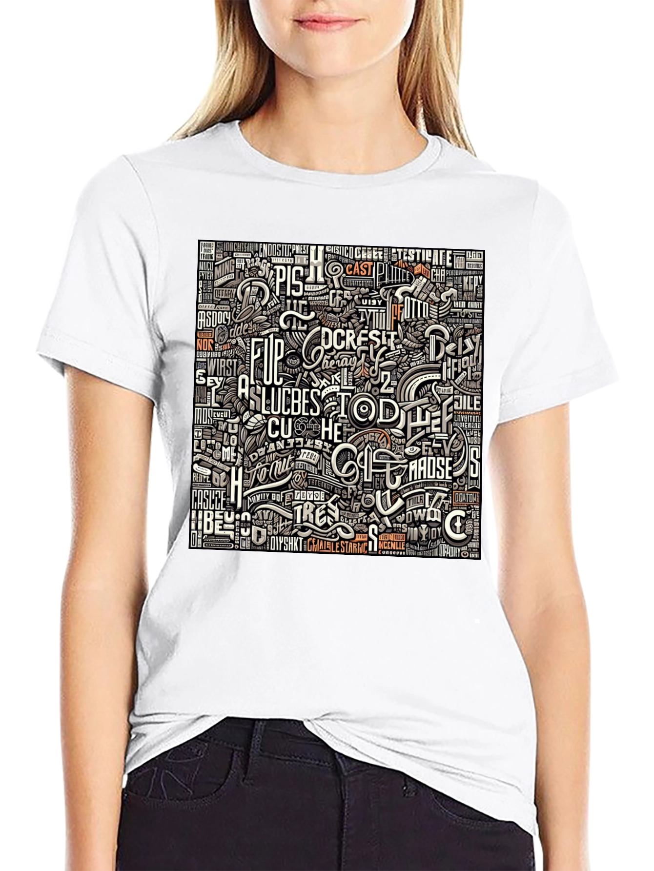 Abstract Typography Graphic Print T-Shirt