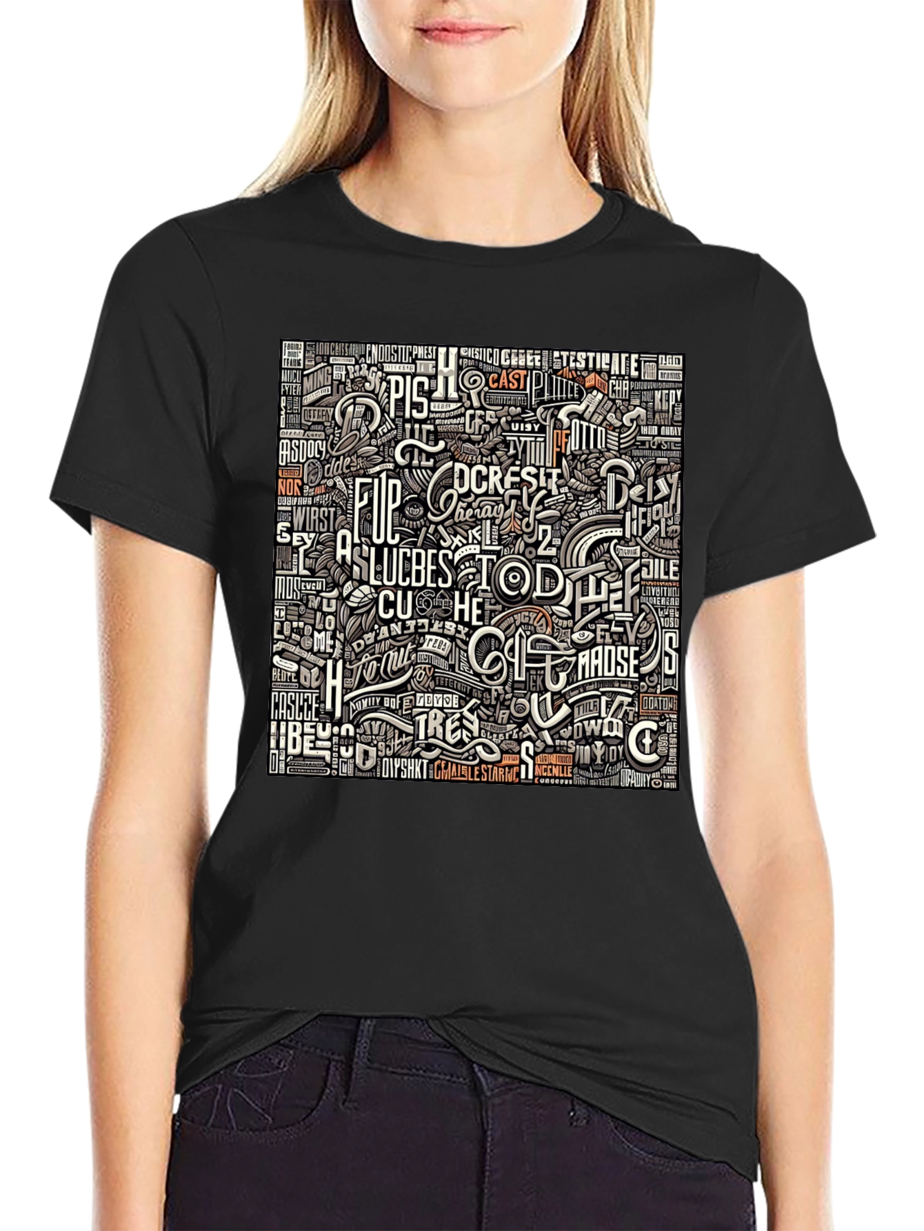 Abstract Typography Graphic Print T-Shirt