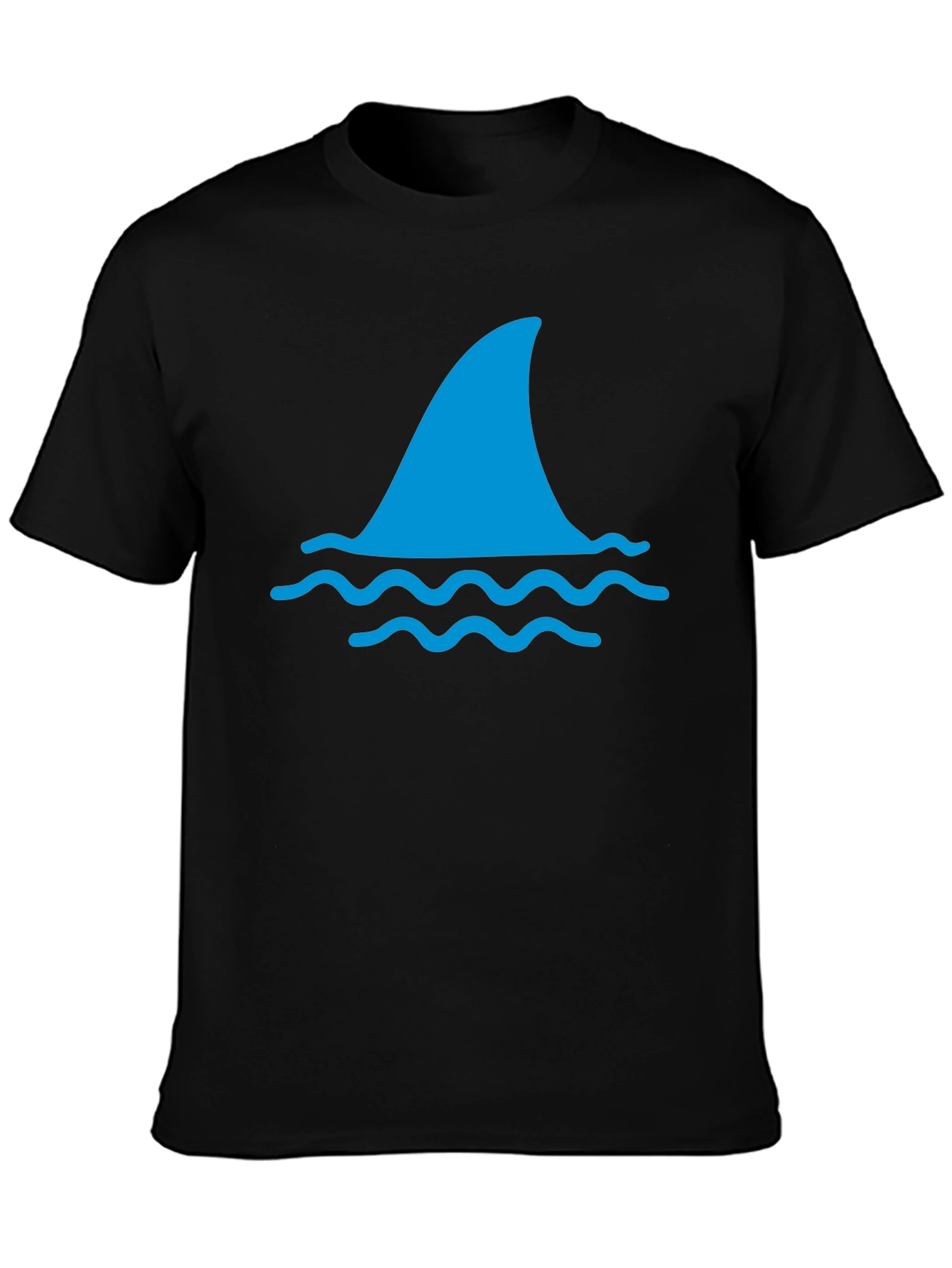 Shark Fin Graphic Tee - Black Cotton T-Shirt