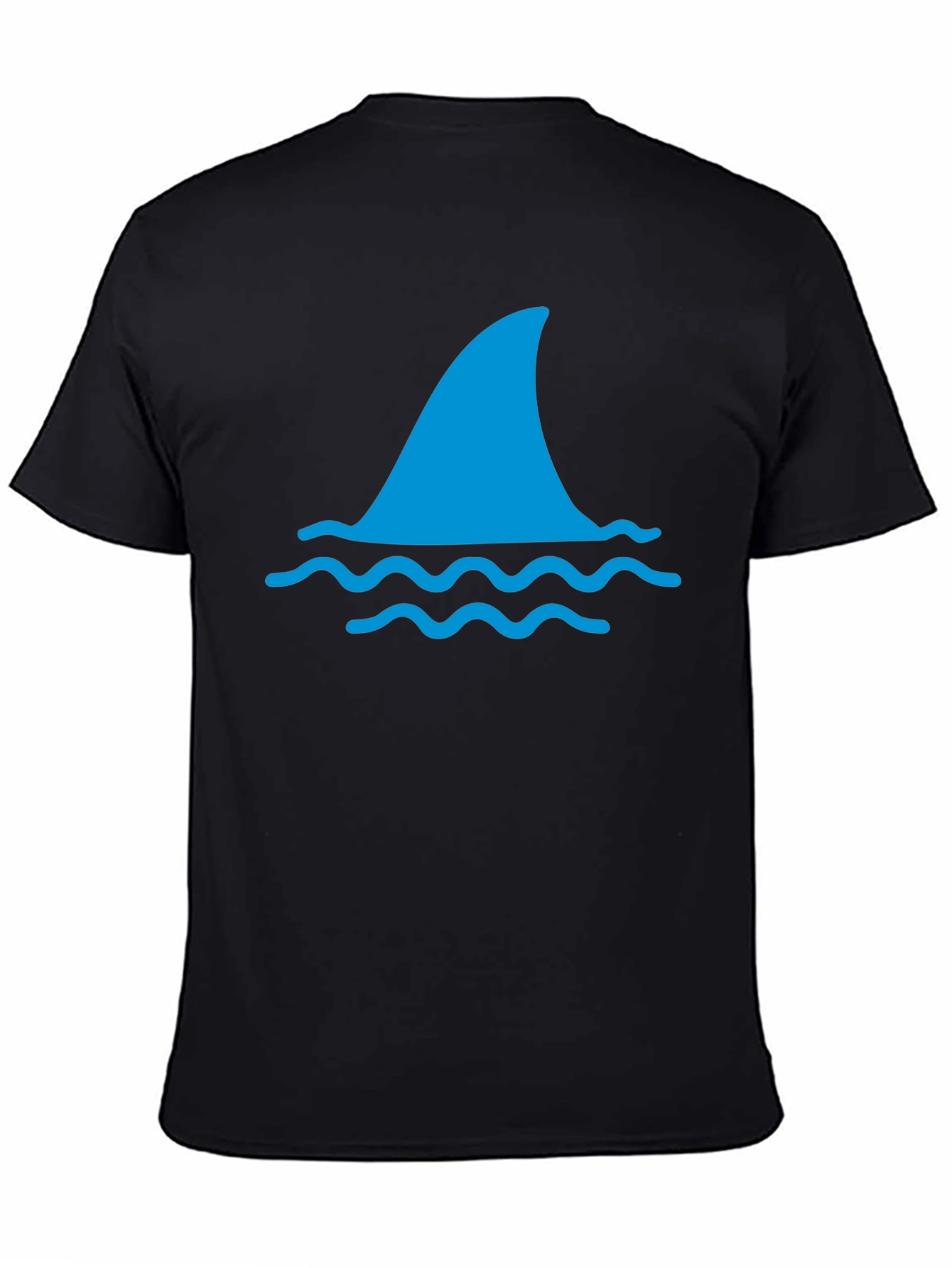 Shark Fin Graphic Tee - Black Cotton T-Shirt