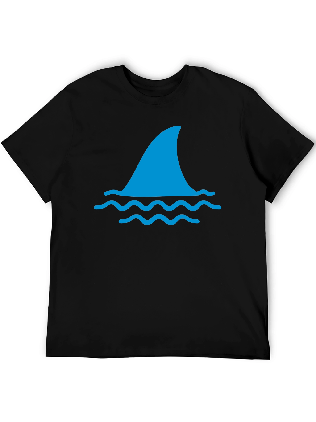 Shark Fin Graphic Tee - Black Cotton T-Shirt