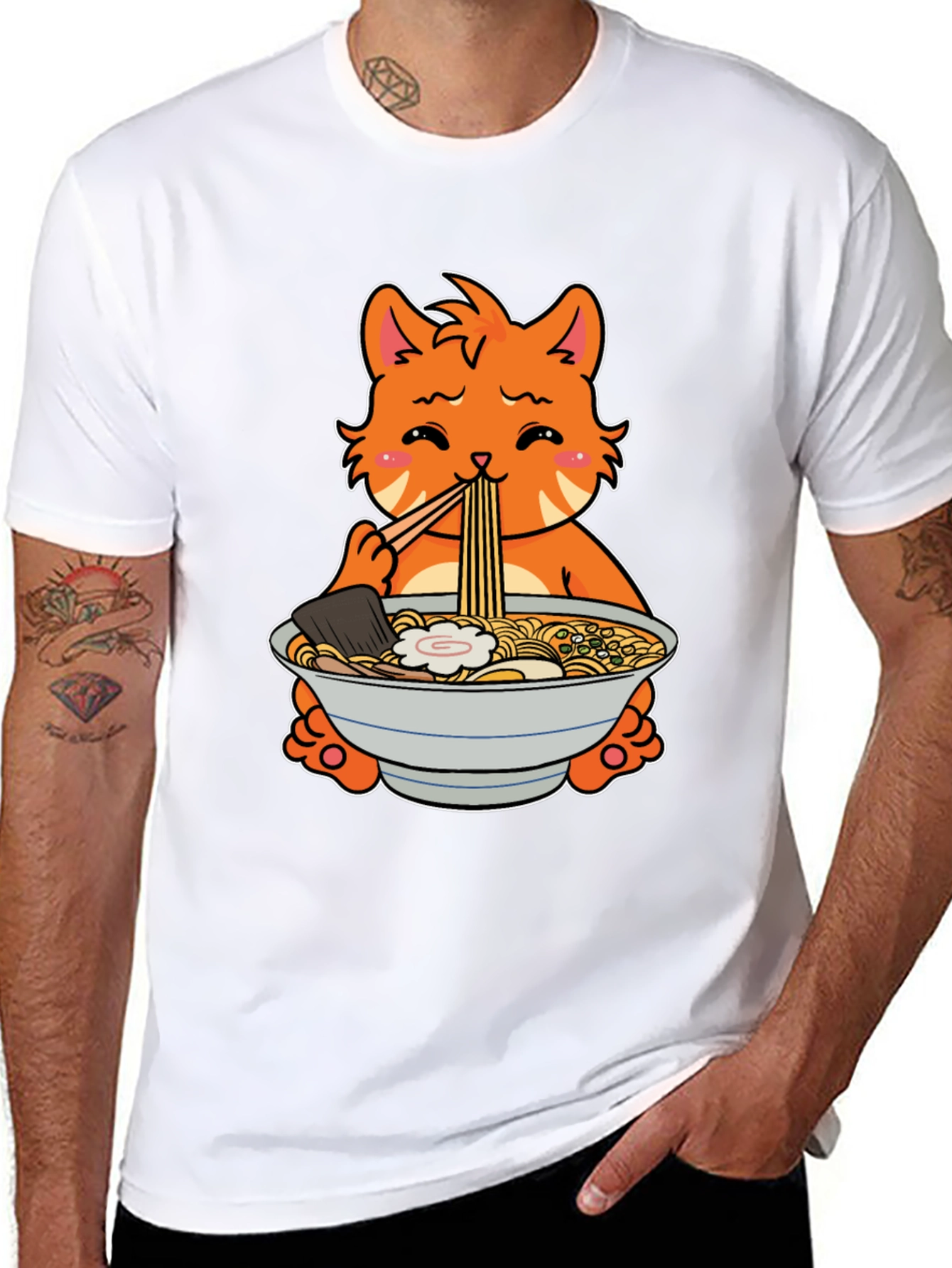Ramen Cat T-Shirt - Cute Anime Style