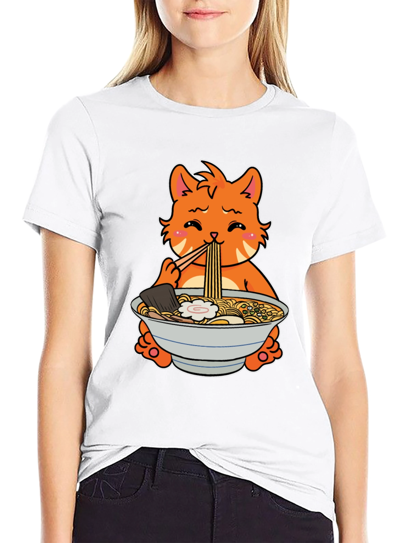 Ramen Cat T-Shirt - Cute Anime Style