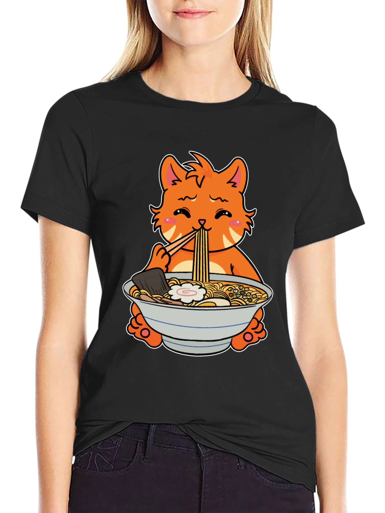 Ramen Cat T-Shirt - Cute Anime Style