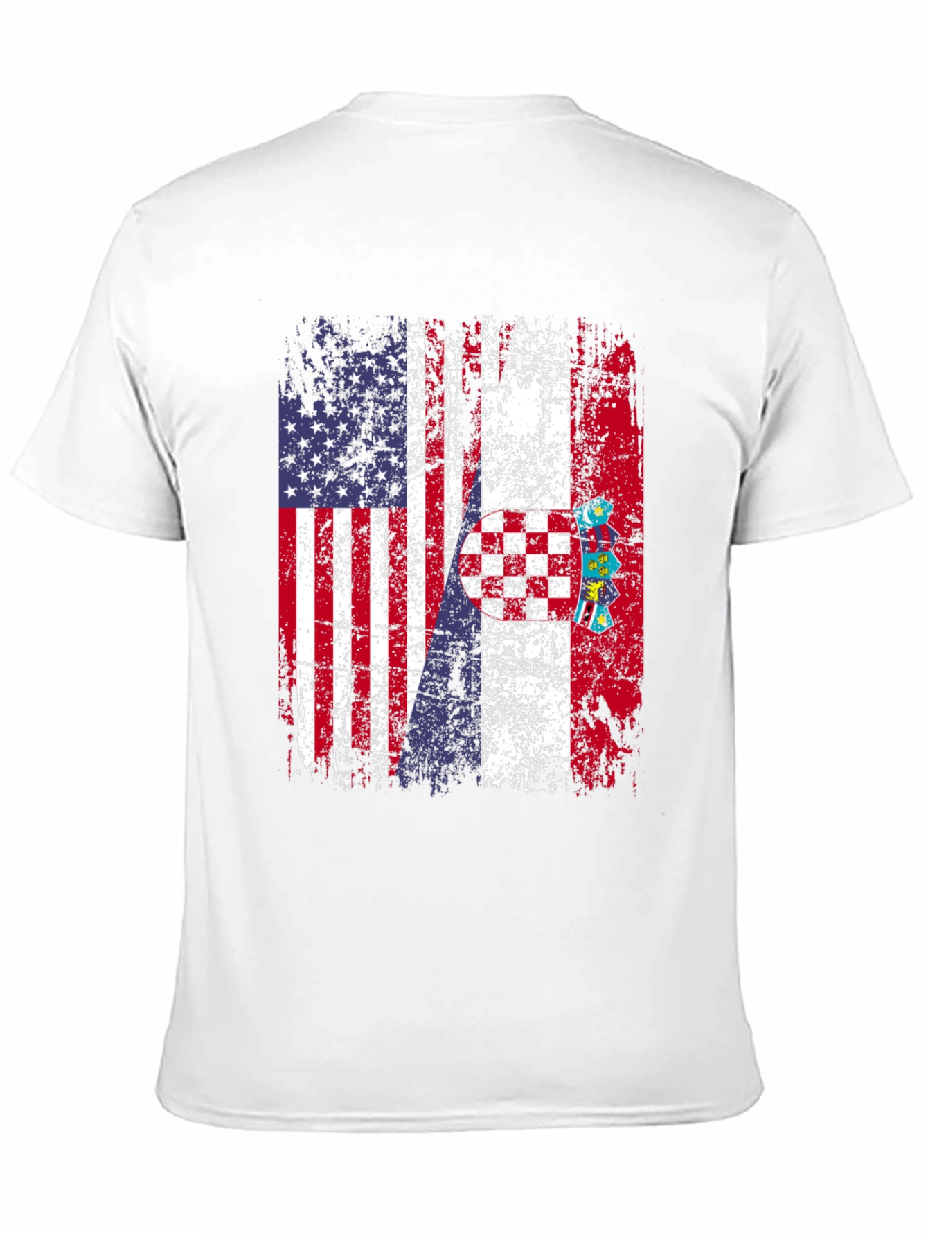 USA Croatia Flag Distressed T-Shirt