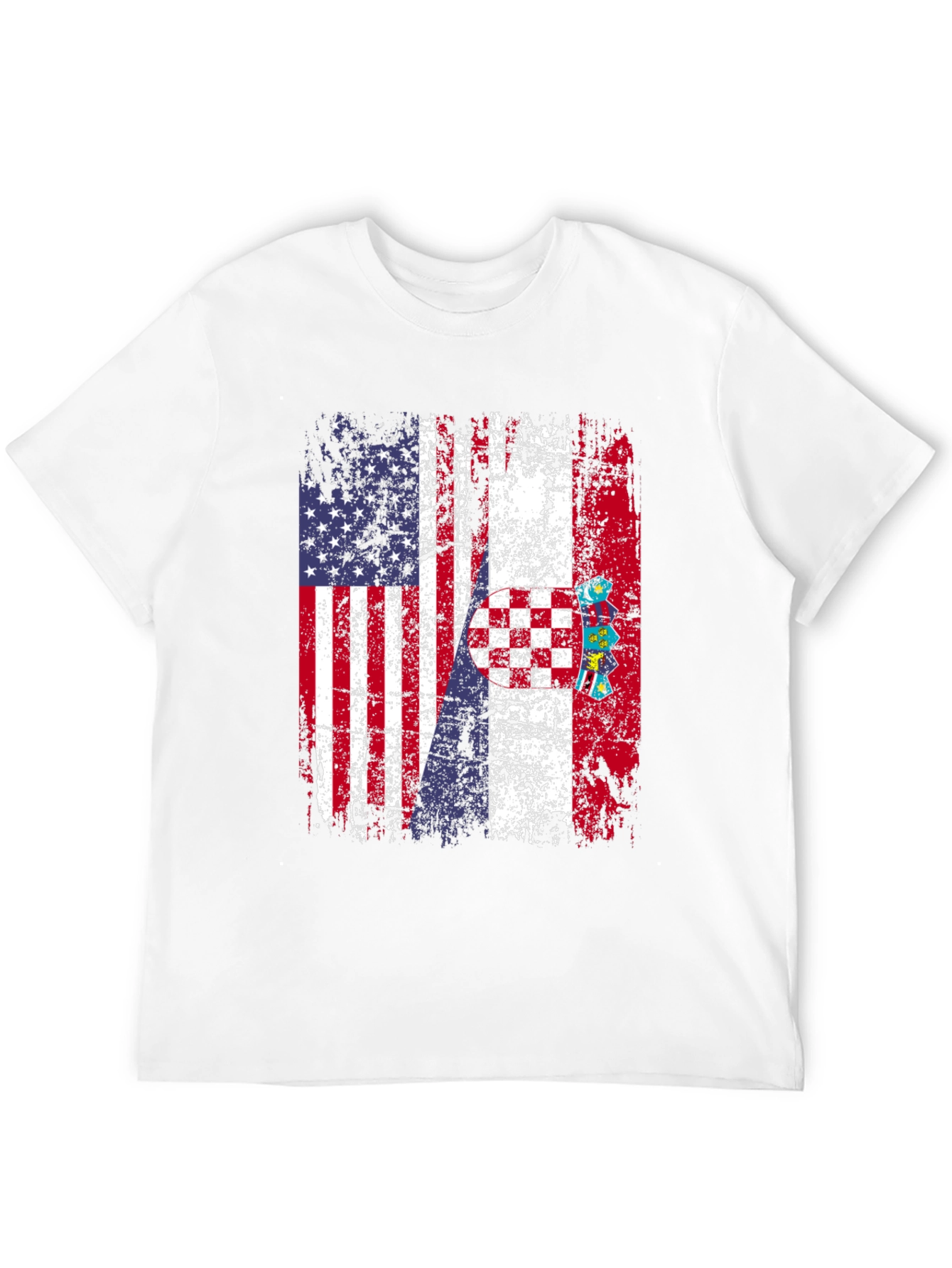 USA Croatia Flag Distressed T-Shirt