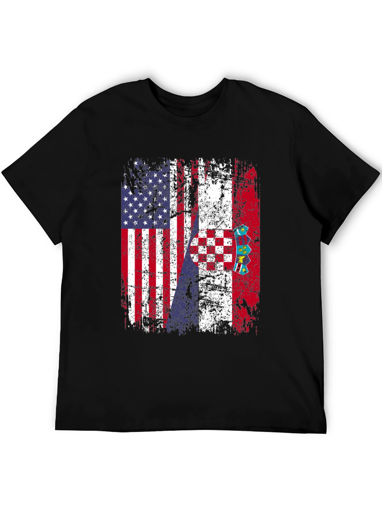 USA Croatia Flag Distressed T-Shirt