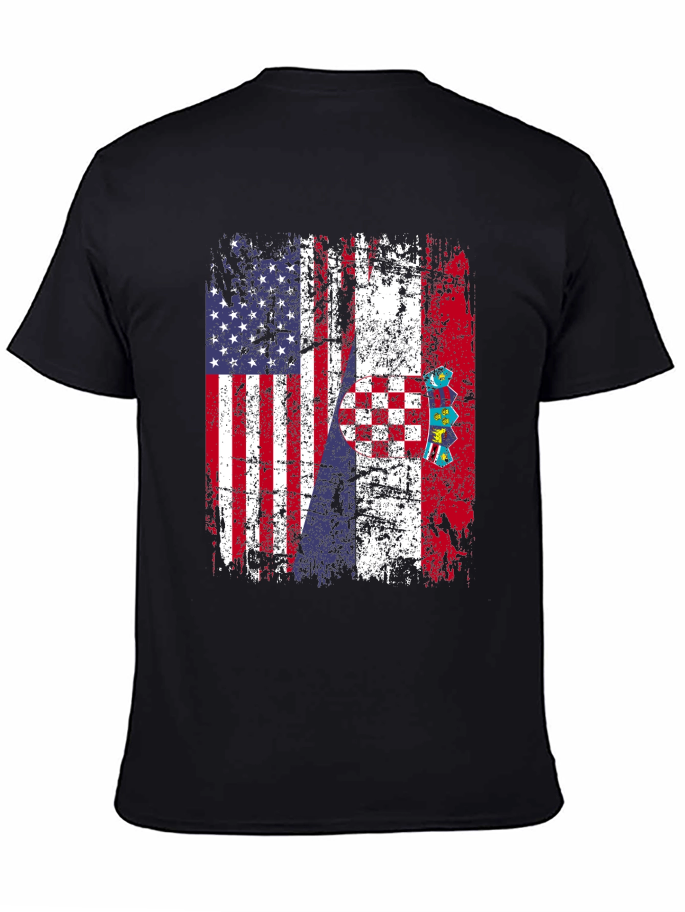 USA Croatia Flag Distressed T-Shirt
