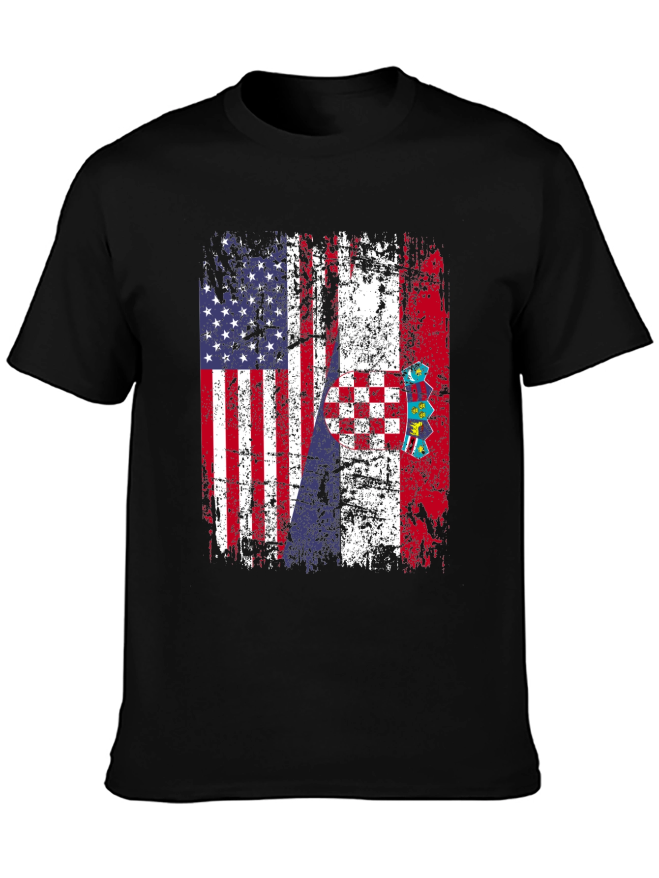 USA Croatia Flag Distressed T-Shirt