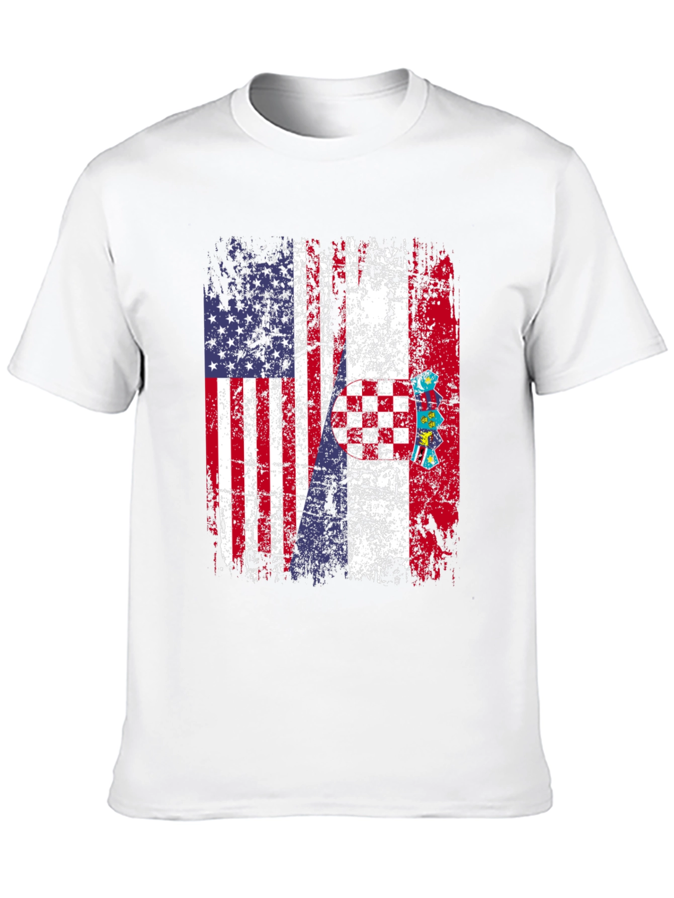 USA Croatia Flag Distressed T-Shirt