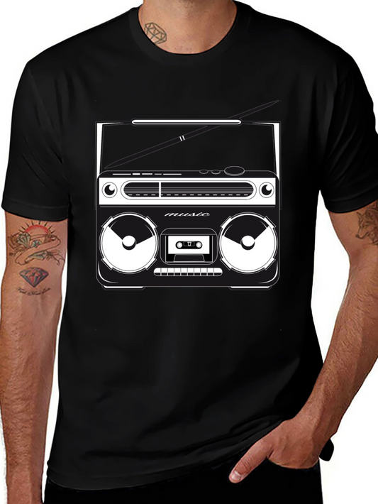 Retro Boombox Graphic T-Shirt - Classic Music Style