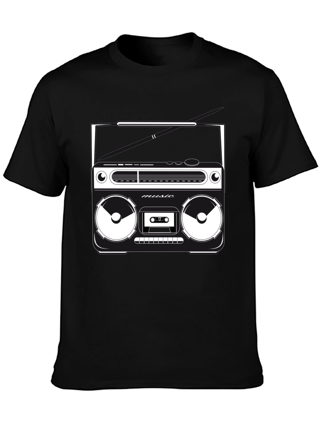 Retro Boombox Graphic T-Shirt - Classic Music Style