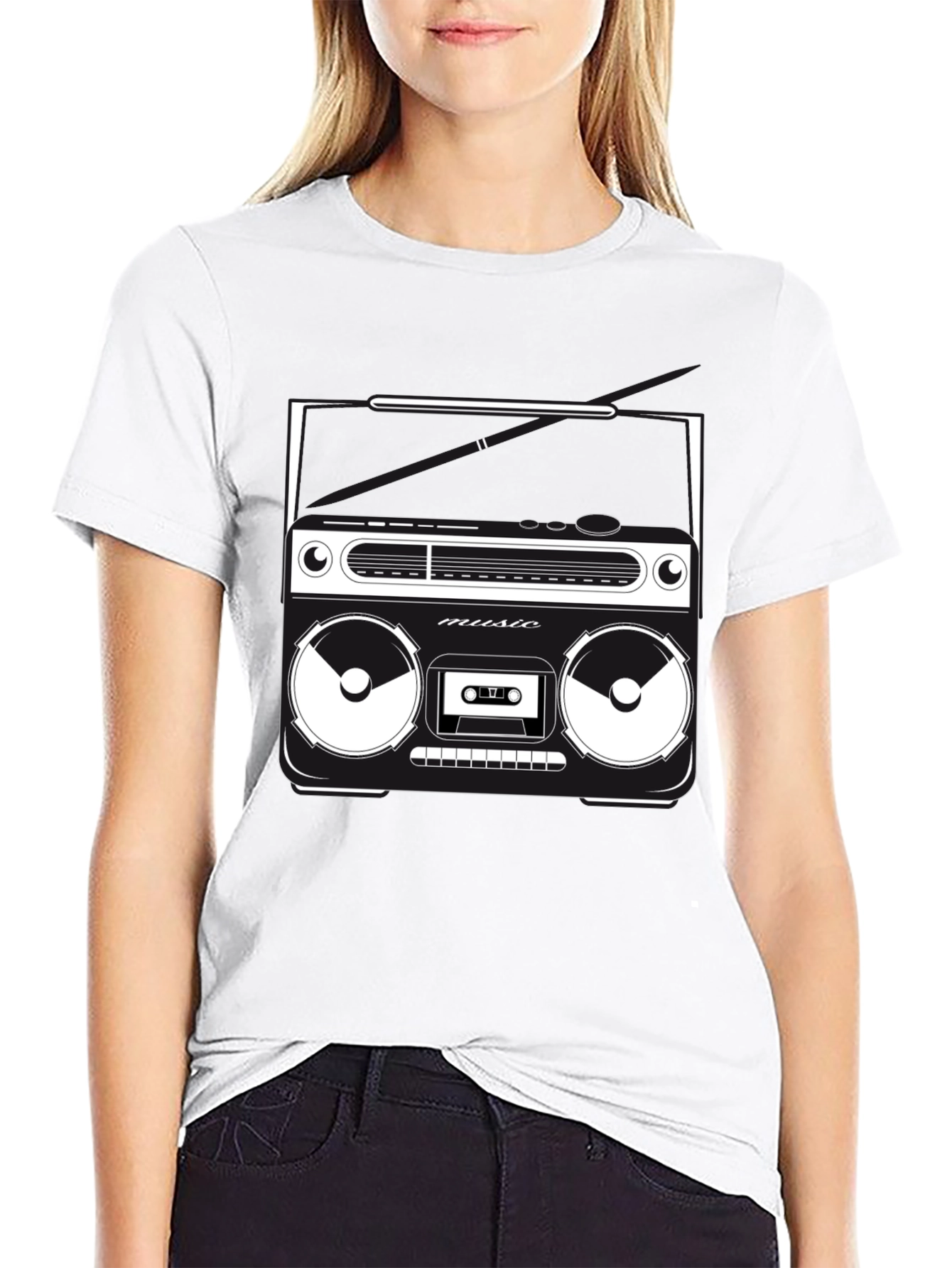 Retro Boombox Graphic T-Shirt - Classic Music Style