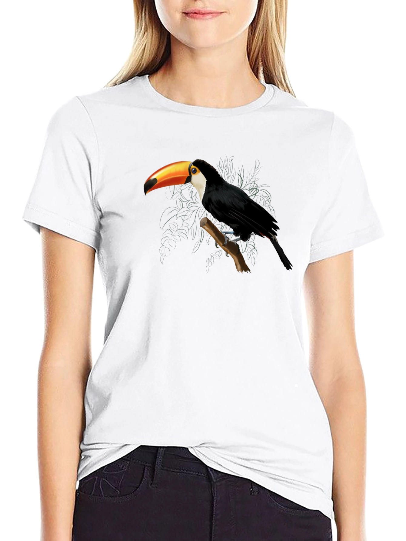 Toucan Graphic Tee - Black Cotton Casual Shirt