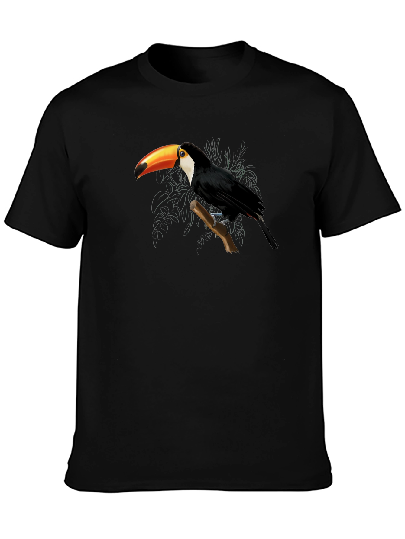 Toucan Graphic Tee - Black Cotton Casual Shirt