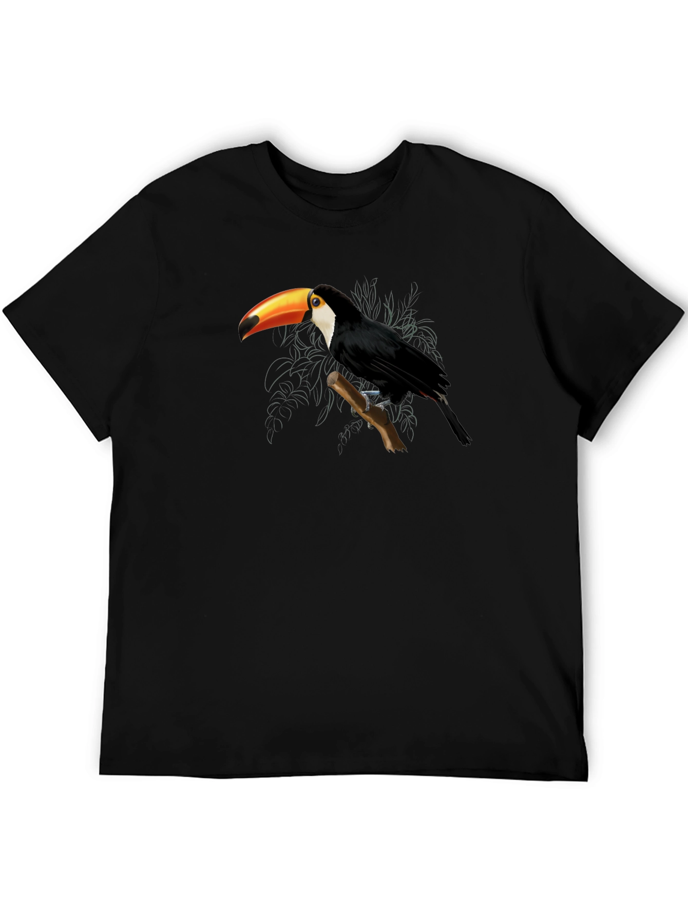 Toucan Graphic Tee - Black Cotton Casual Shirt