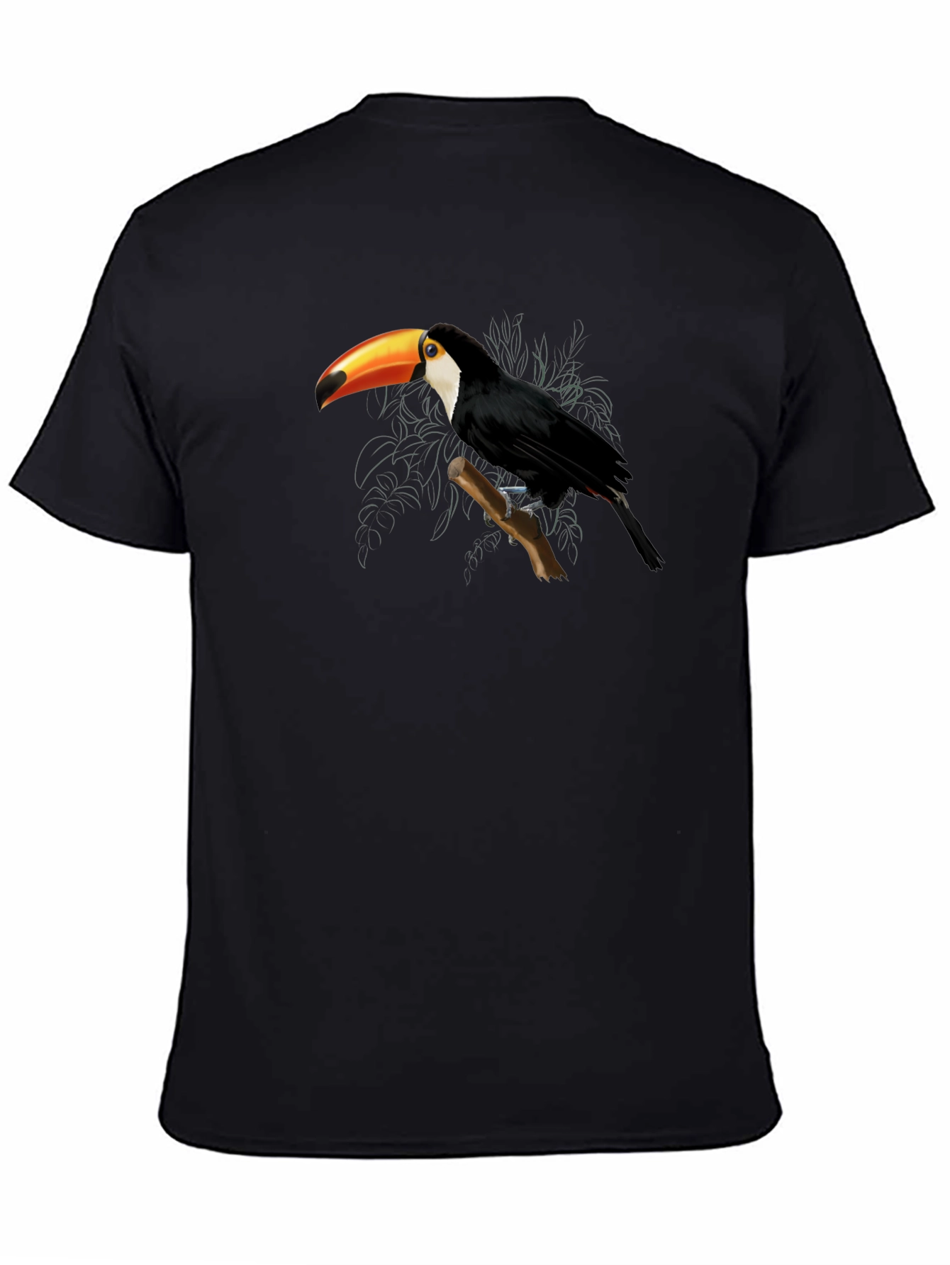 Toucan Graphic Tee - Black Cotton Casual Shirt