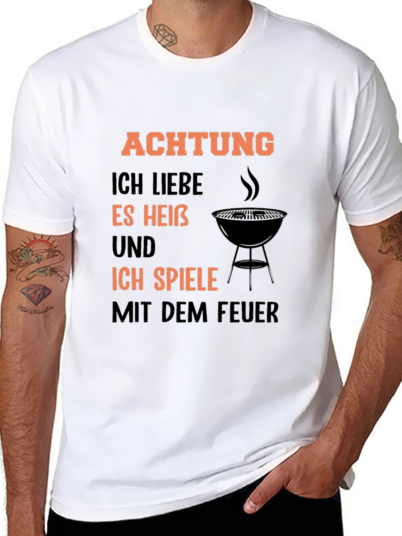 Achtung BBQ T-Shirt - I Love It Hot