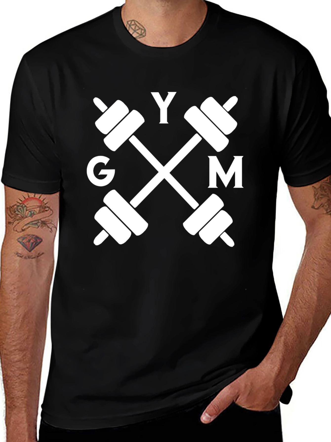 GYM Barbell Graphic Tee - Black