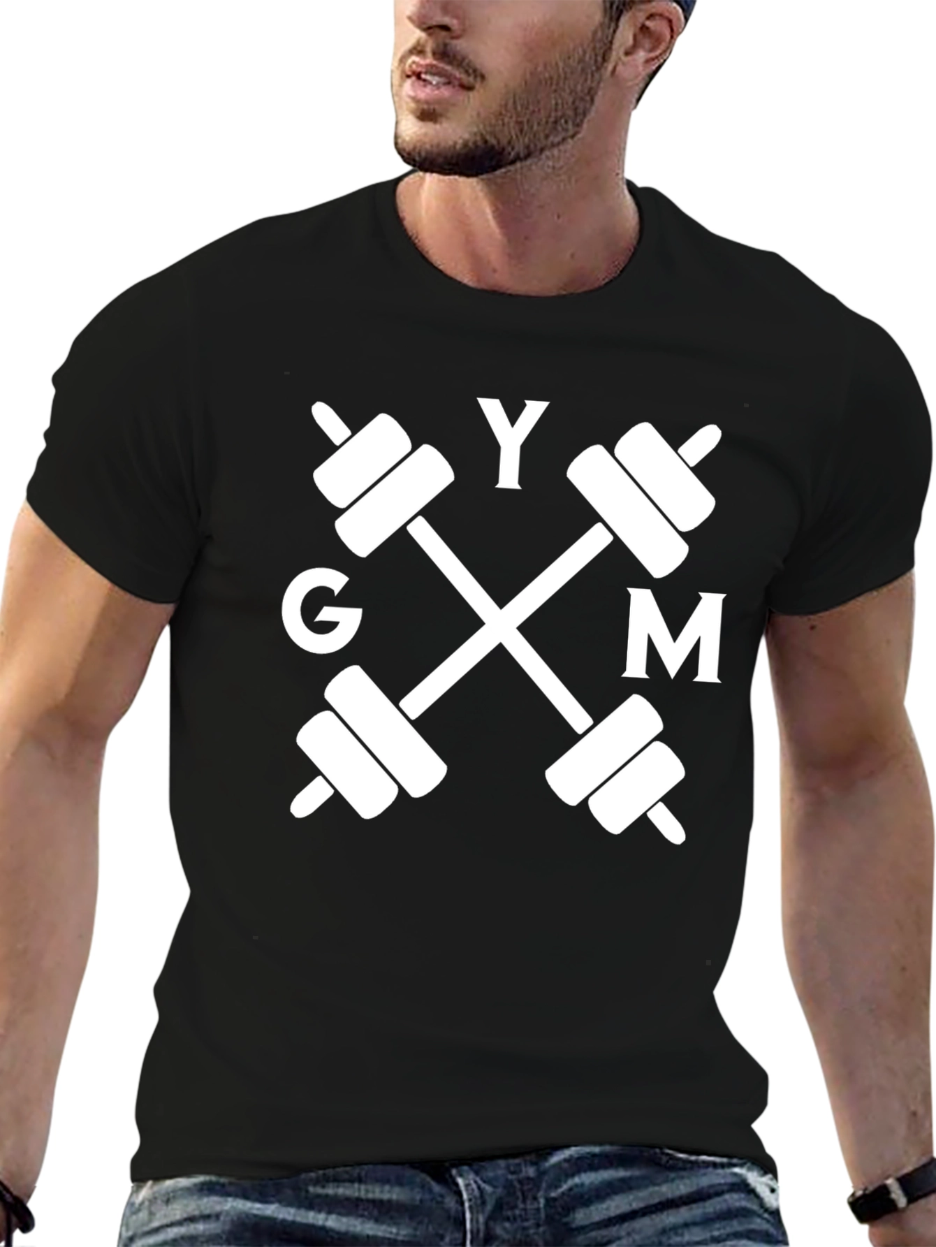 GYM Barbell Graphic Tee - Black