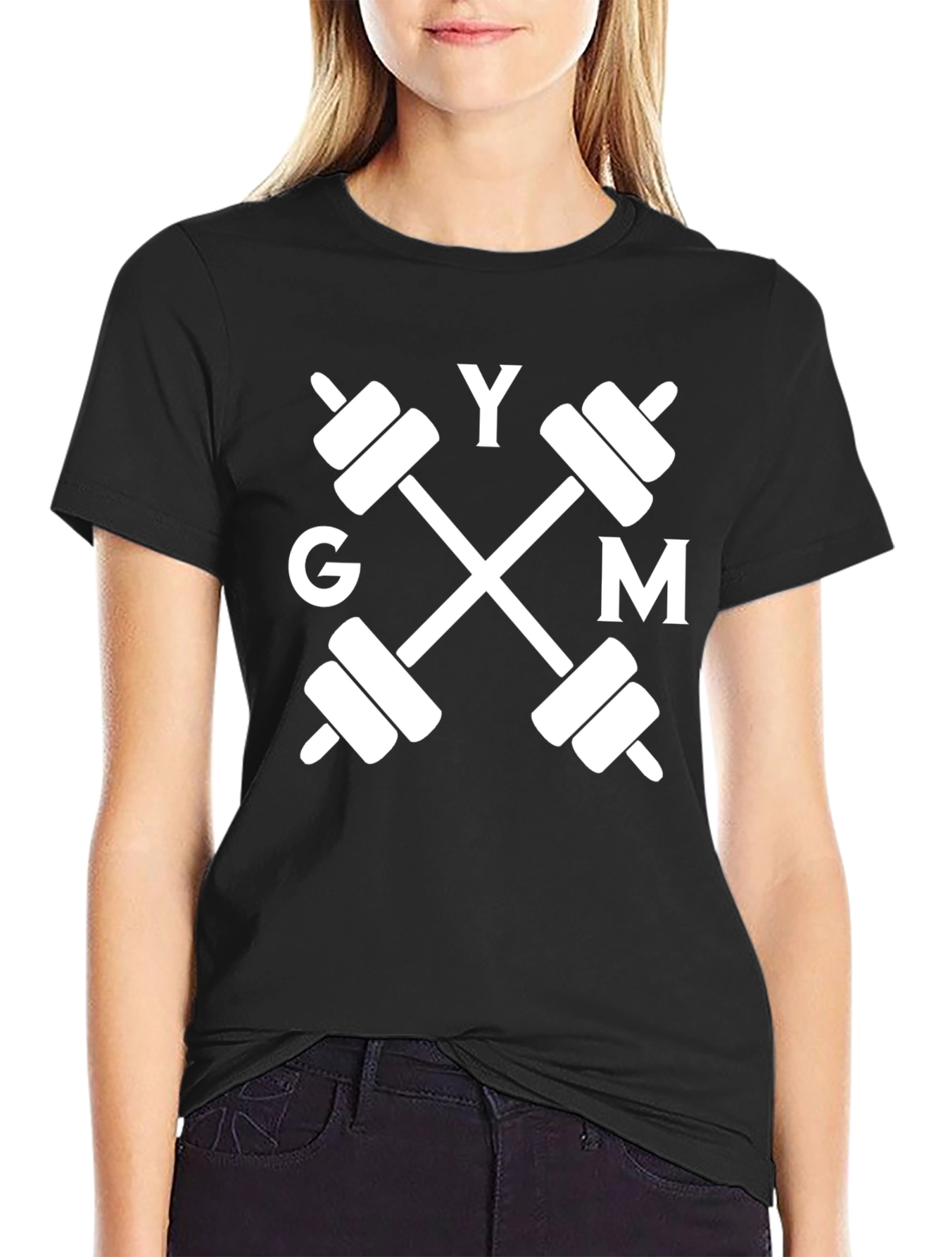 GYM Barbell Graphic Tee - Black