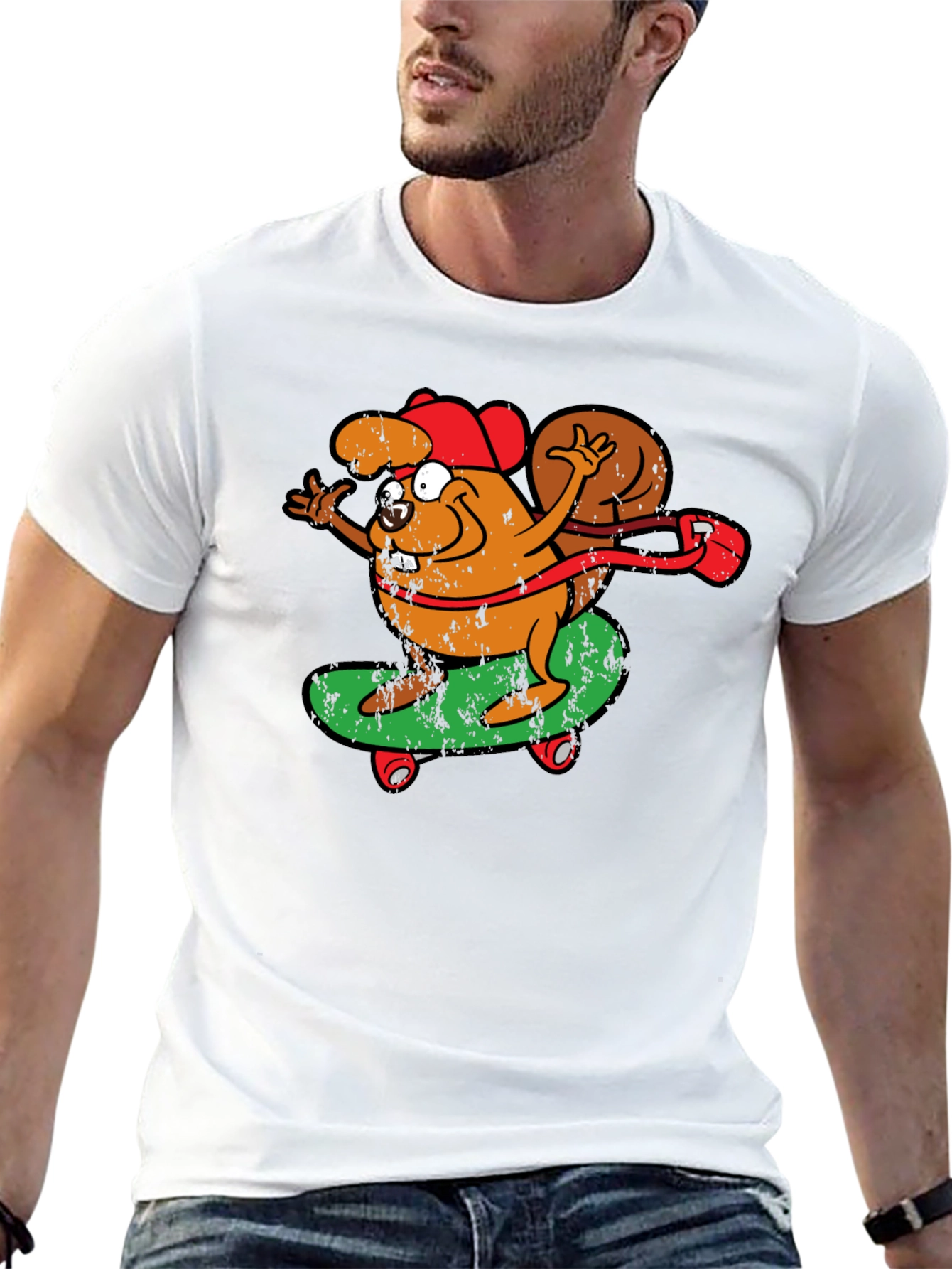 Skateboarding Squirrel Graphic Tee - Cool & Fun!